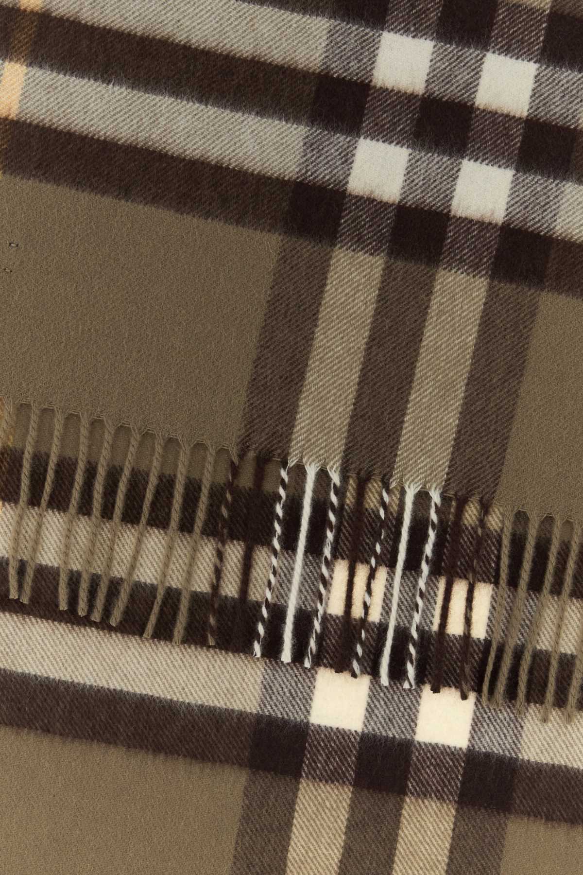 Burberry Embroidered Cashmere Scarf In Brown