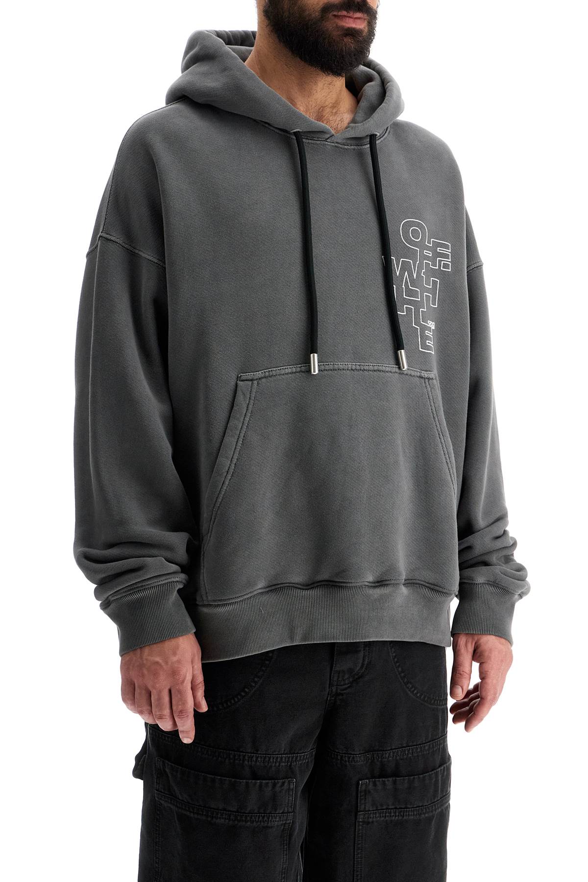 Shop Off-white Outline Arrow Hoodie In Black - White (grey)