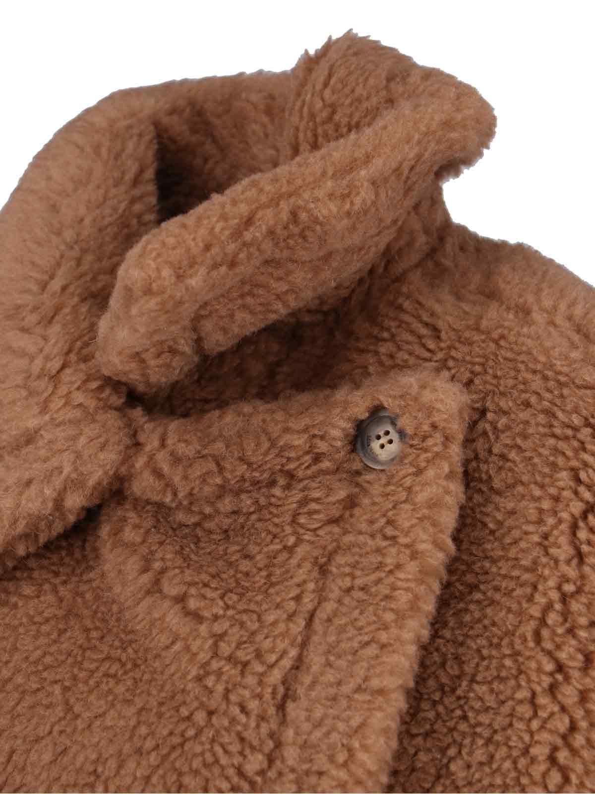 Max Mara Teddy-fabric Oversized-collar Cape In Brown