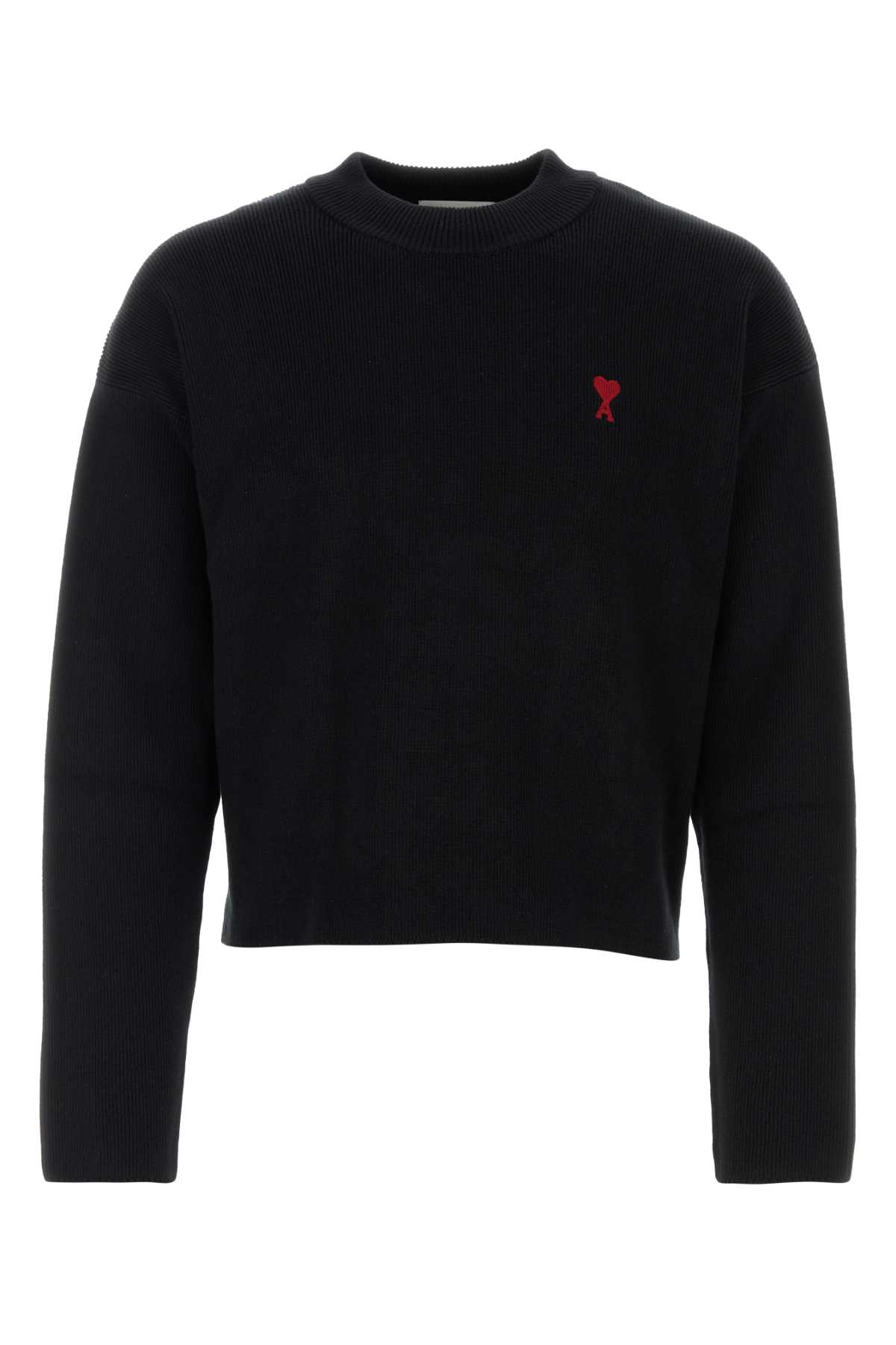 Shop Ami Alexandre Mattiussi Black Stretch Cotton Blend Sweater