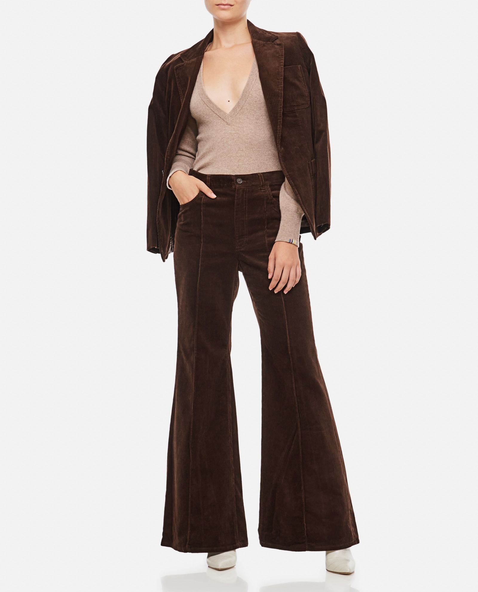 Shop Polo Ralph Lauren Flare Full Length Trousers In Brown