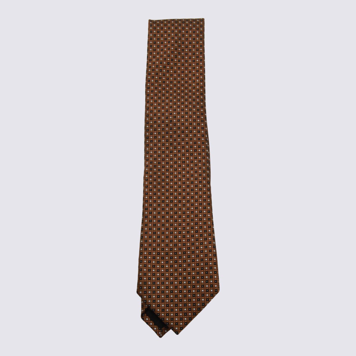 Zegna Geometric Pattern Wide Blade Ties In Brown