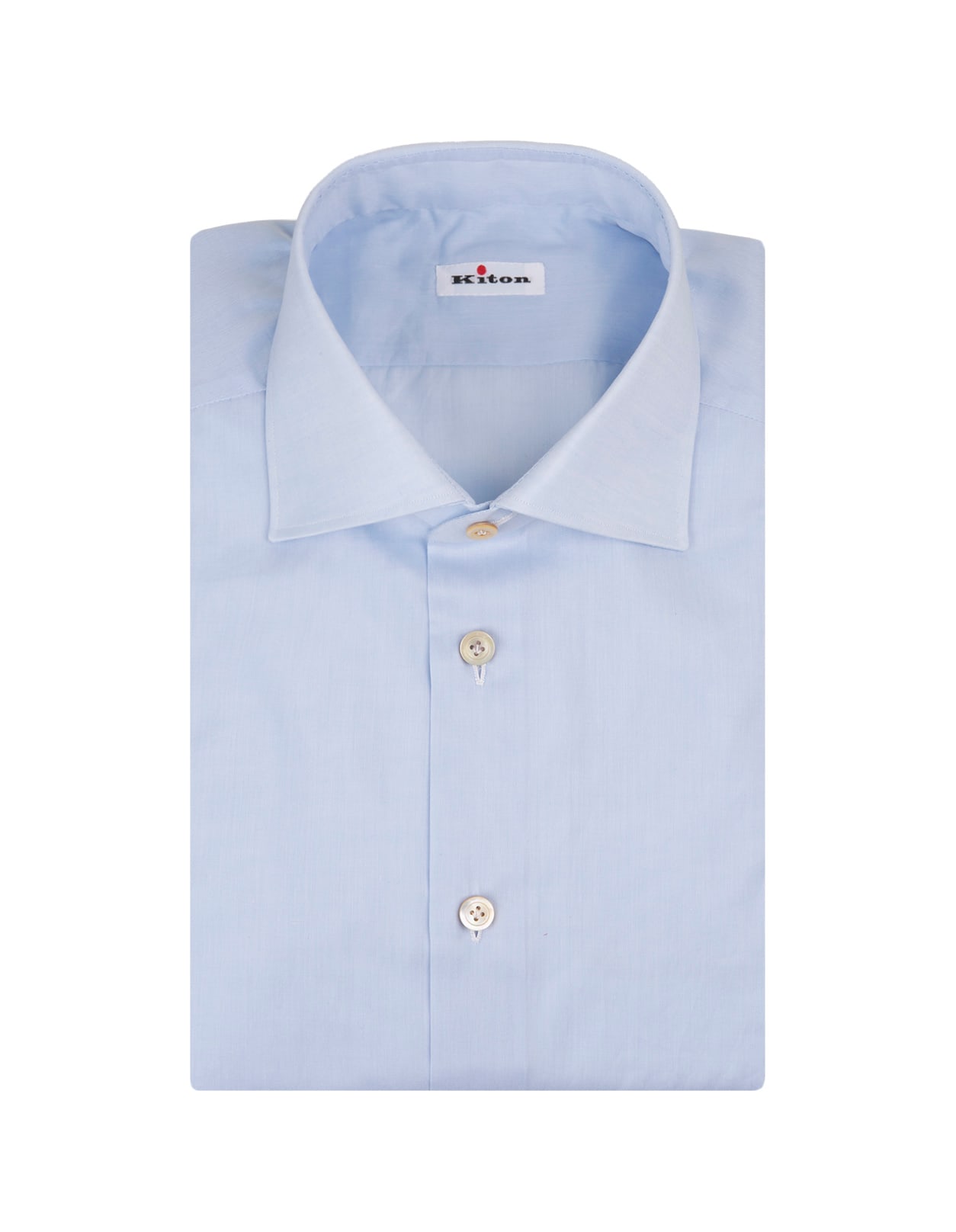 Shop Kiton Sky Blue Poplin Classic Shirt