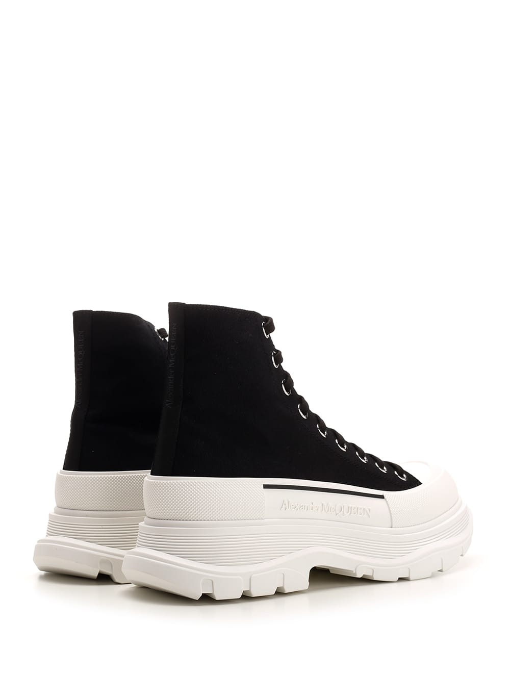 Shop Alexander Mcqueen Black Tread Slick High-top Sneakers In Black/white