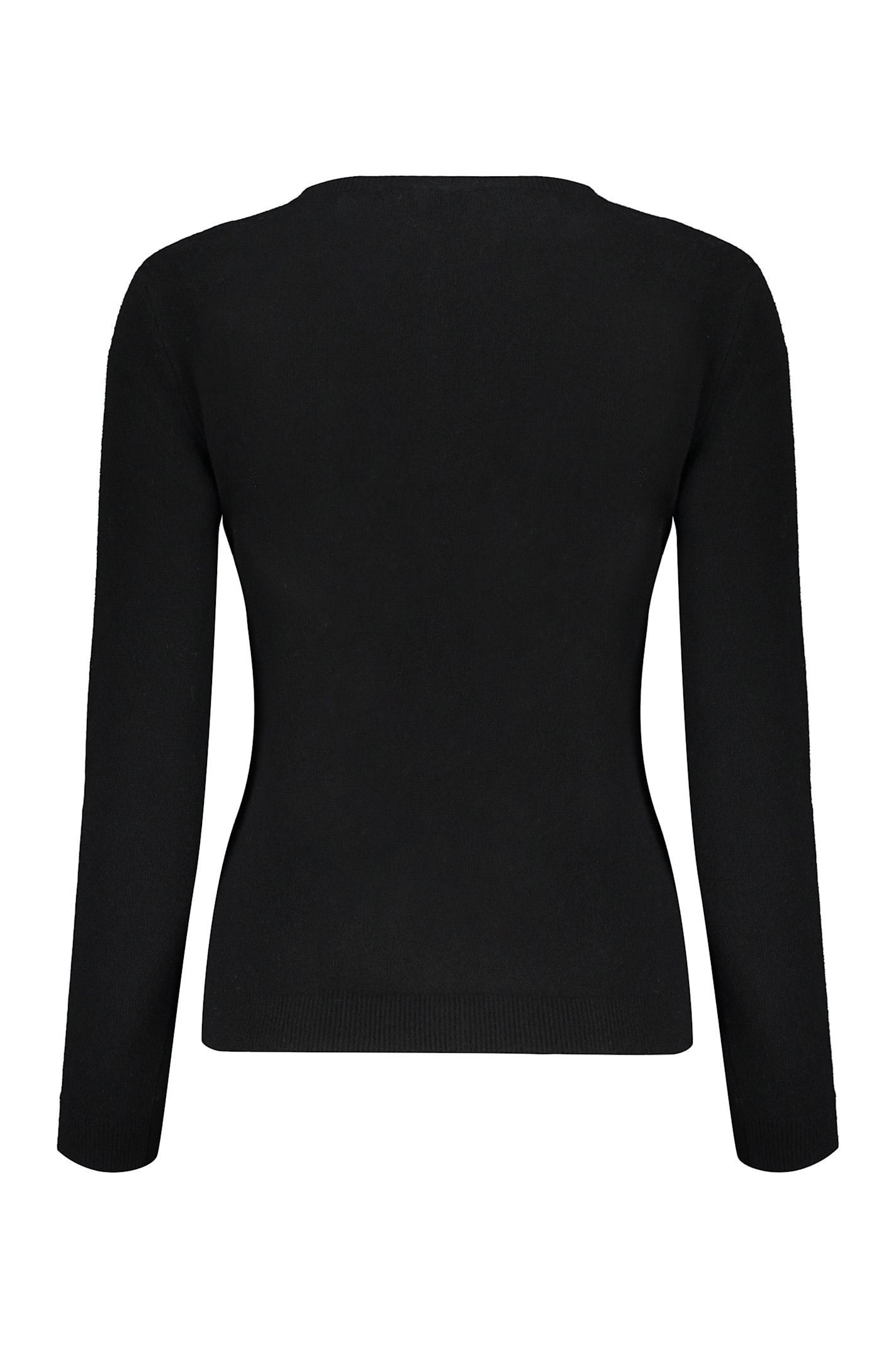 Shop Valentino Long Sleeve Crew-neck Sweater In Black