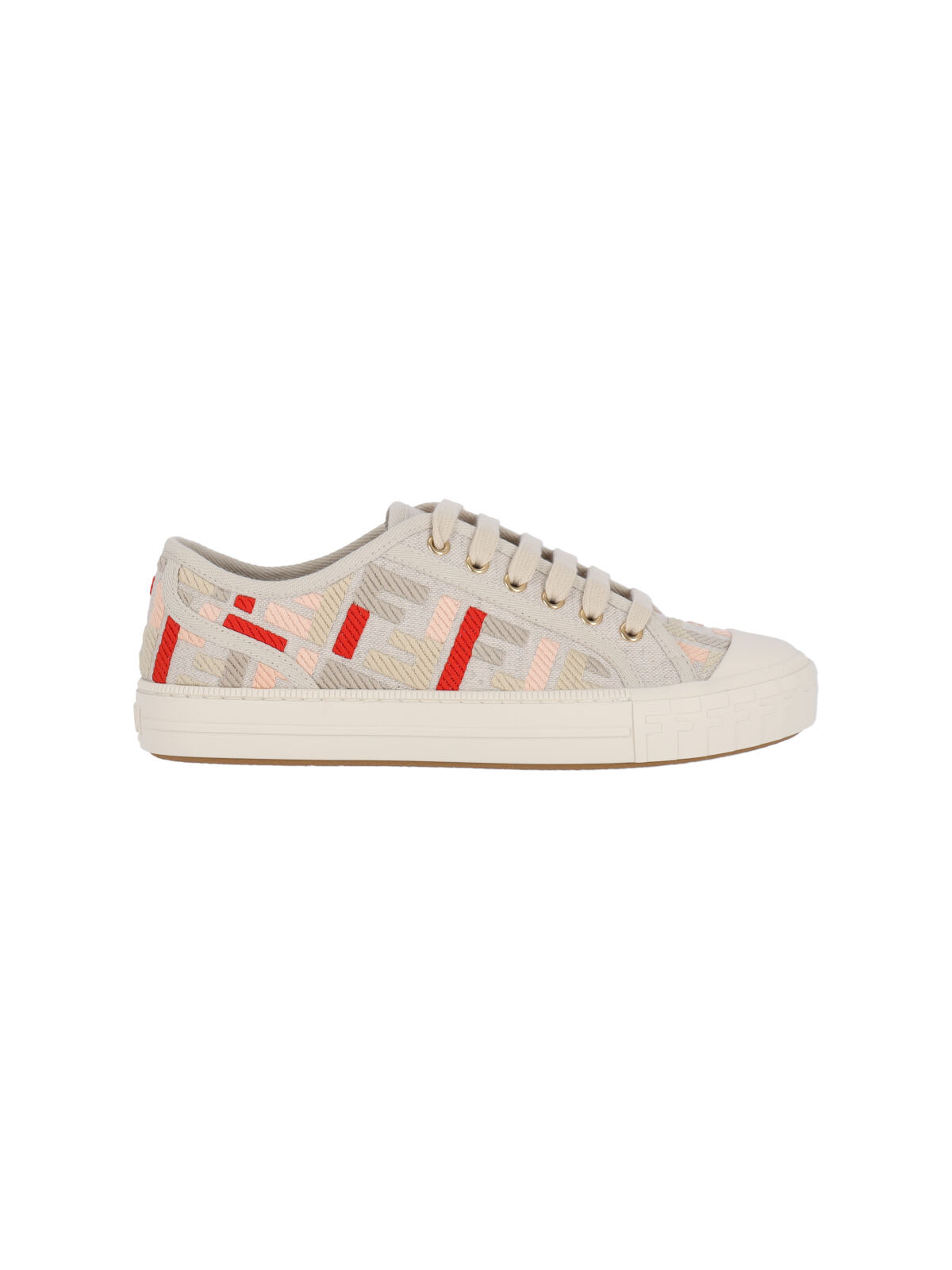 Fendi Canvas Domino Sneakers Featuring Low-top Silhouette