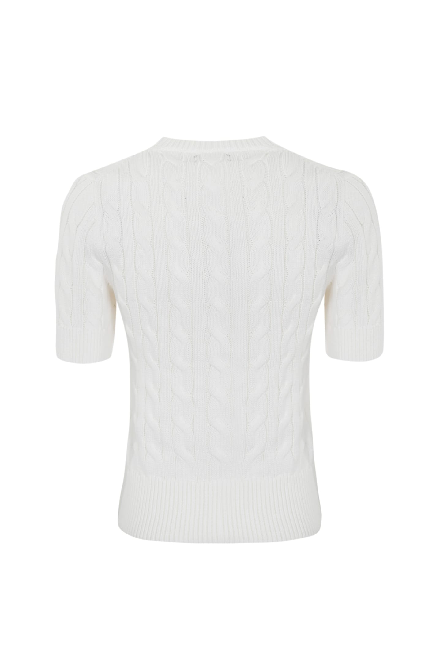 Shop Ralph Lauren Cable Cardigan With Short Sleeves In White