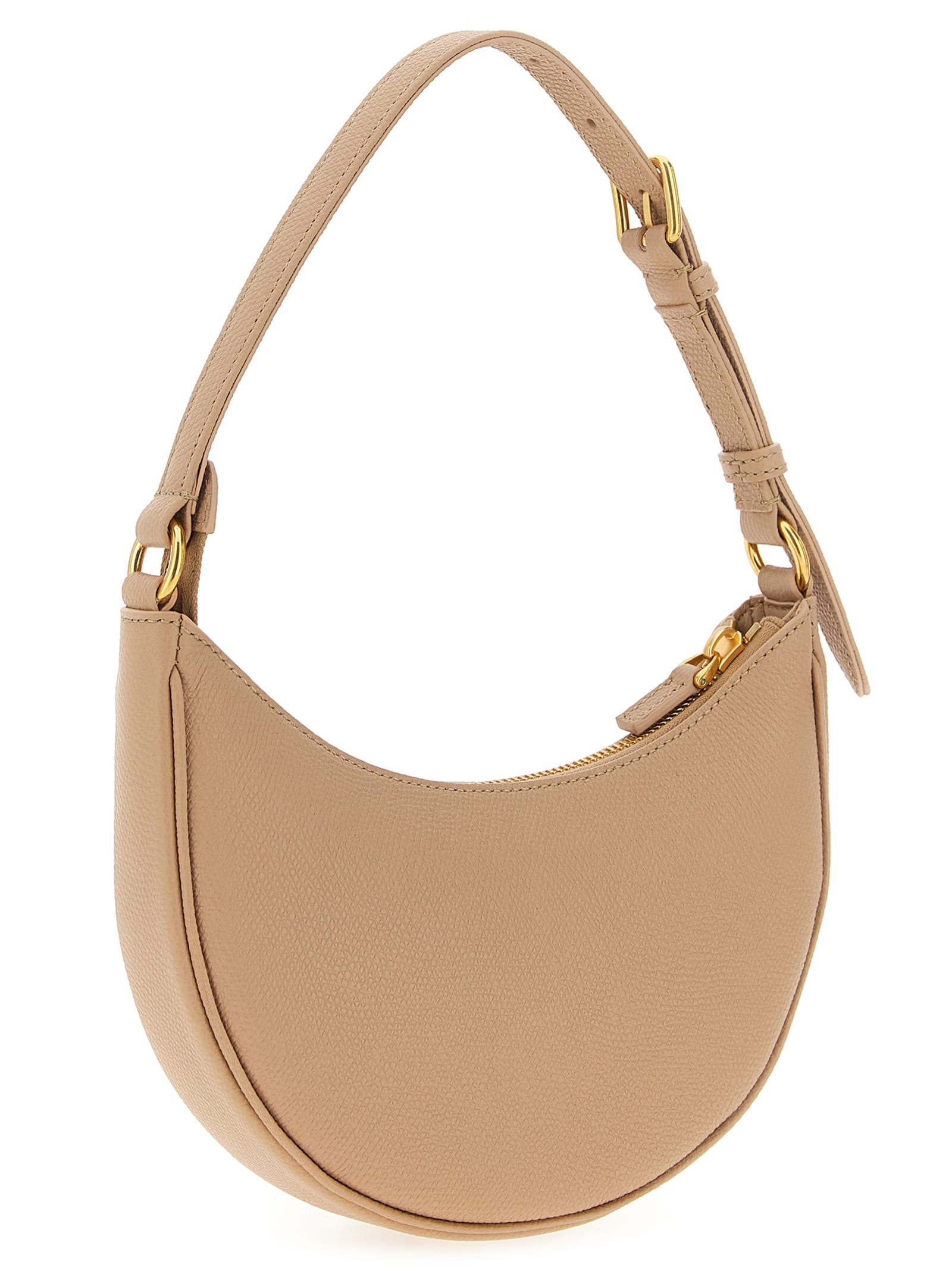 Valentino Le Mini Sac Crescent-shaped Zip-top Shoulder Bag In Neutral