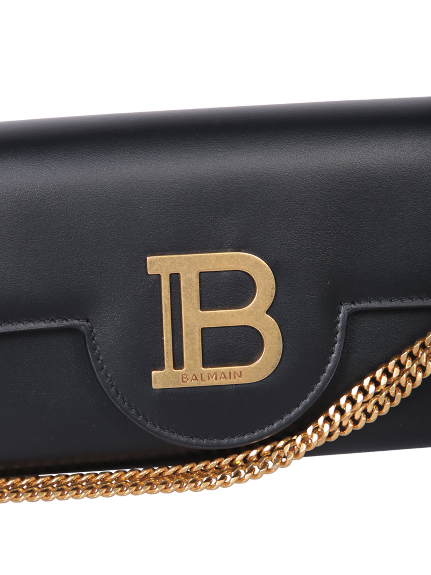 Shop Balmain Black Bbuzz Wallet Bag With Chain
