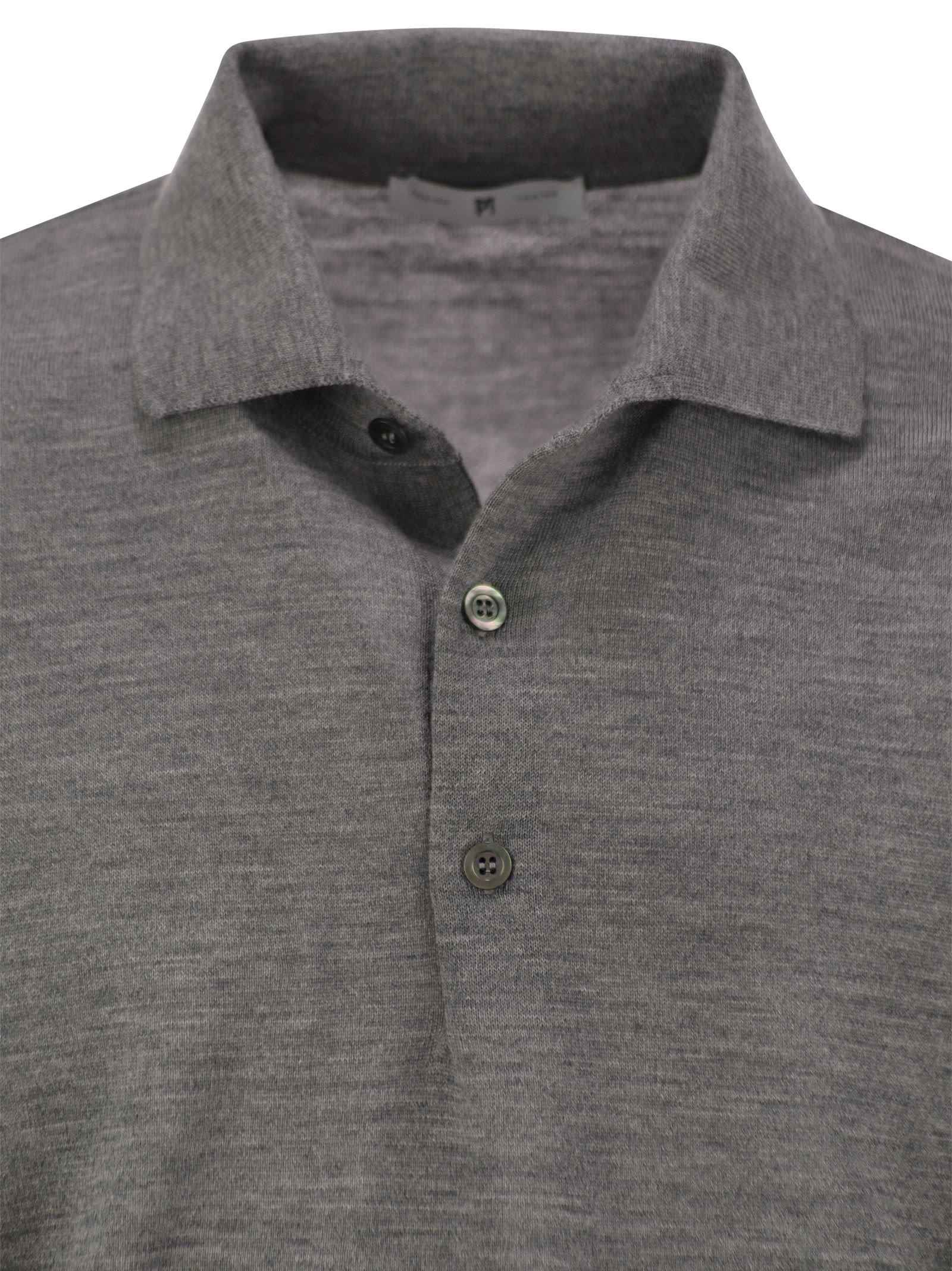 Shop Pt Torino Wool Polo Shirt In Melange Grey