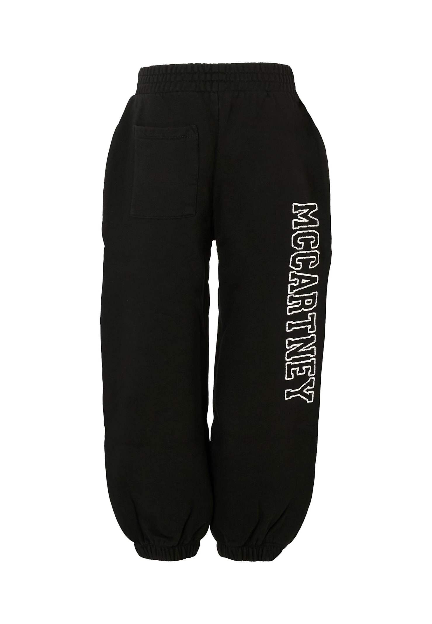 Stella Mccartney Black Sweatpants For Kids With White Logo In Black