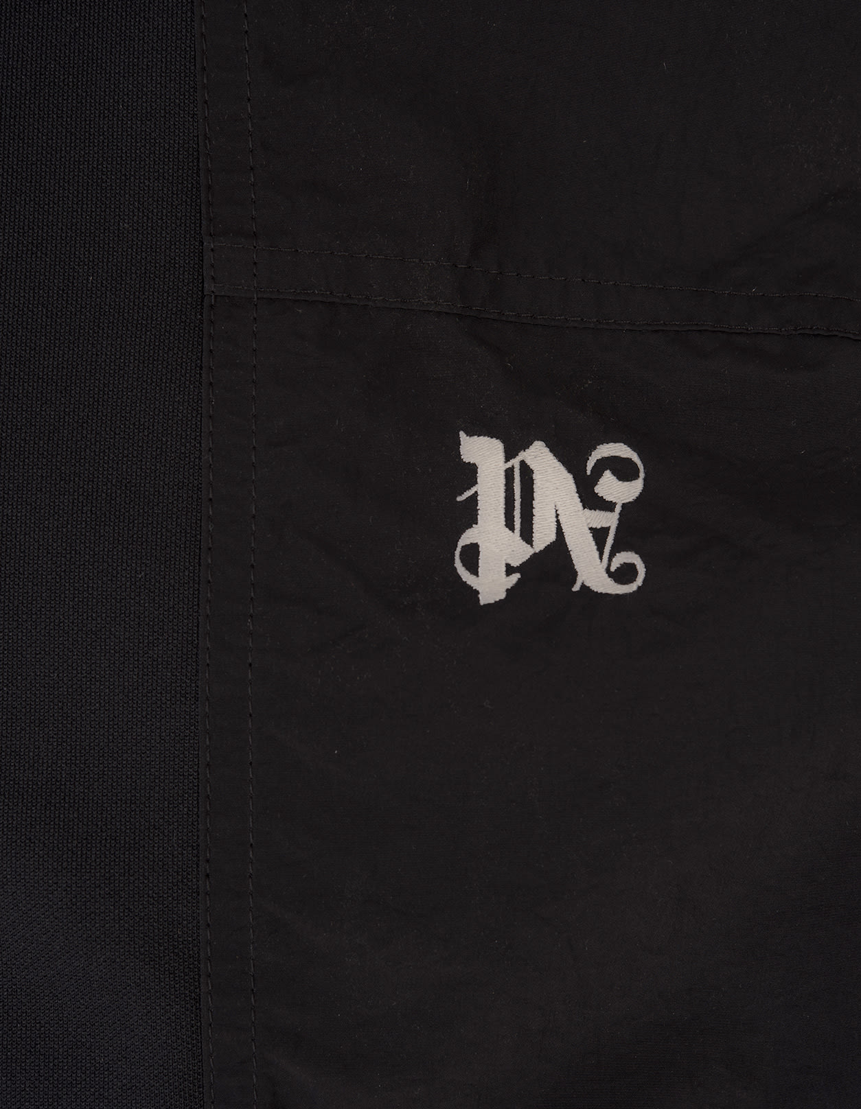 Shop Palm Angels Black Sporty Windbreaker Jacket With Pa Monogram