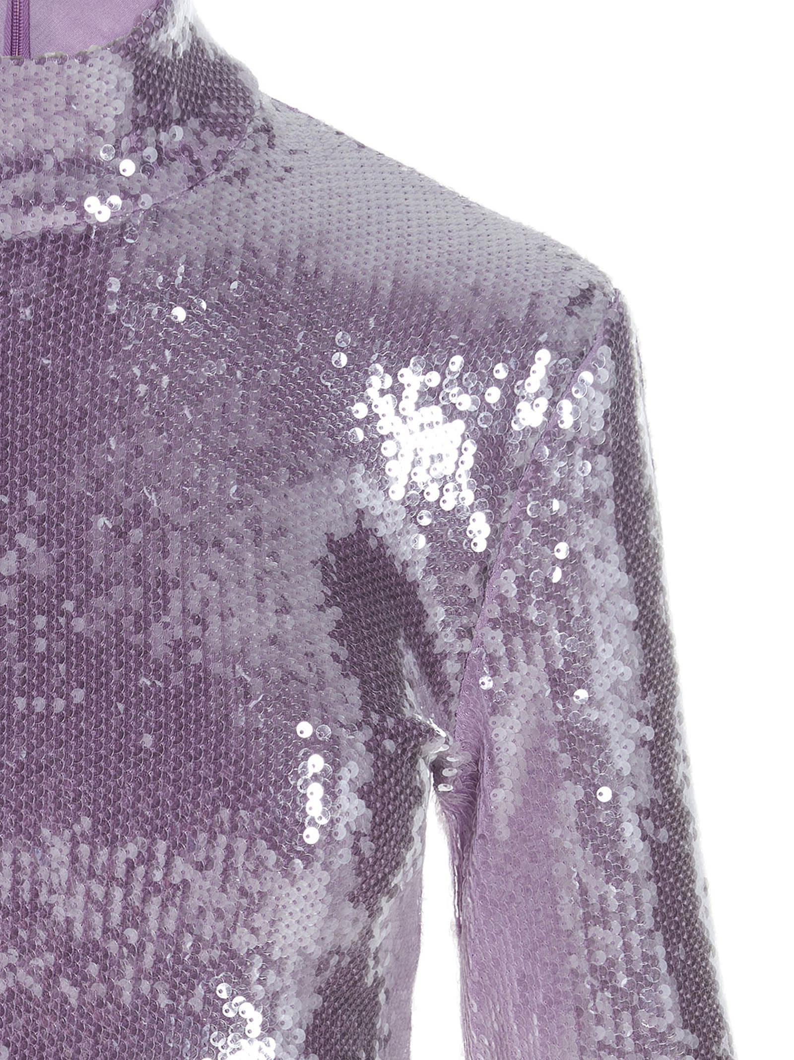 Shop Rotate Birger Christensen Sequin Cropped Top In Purple