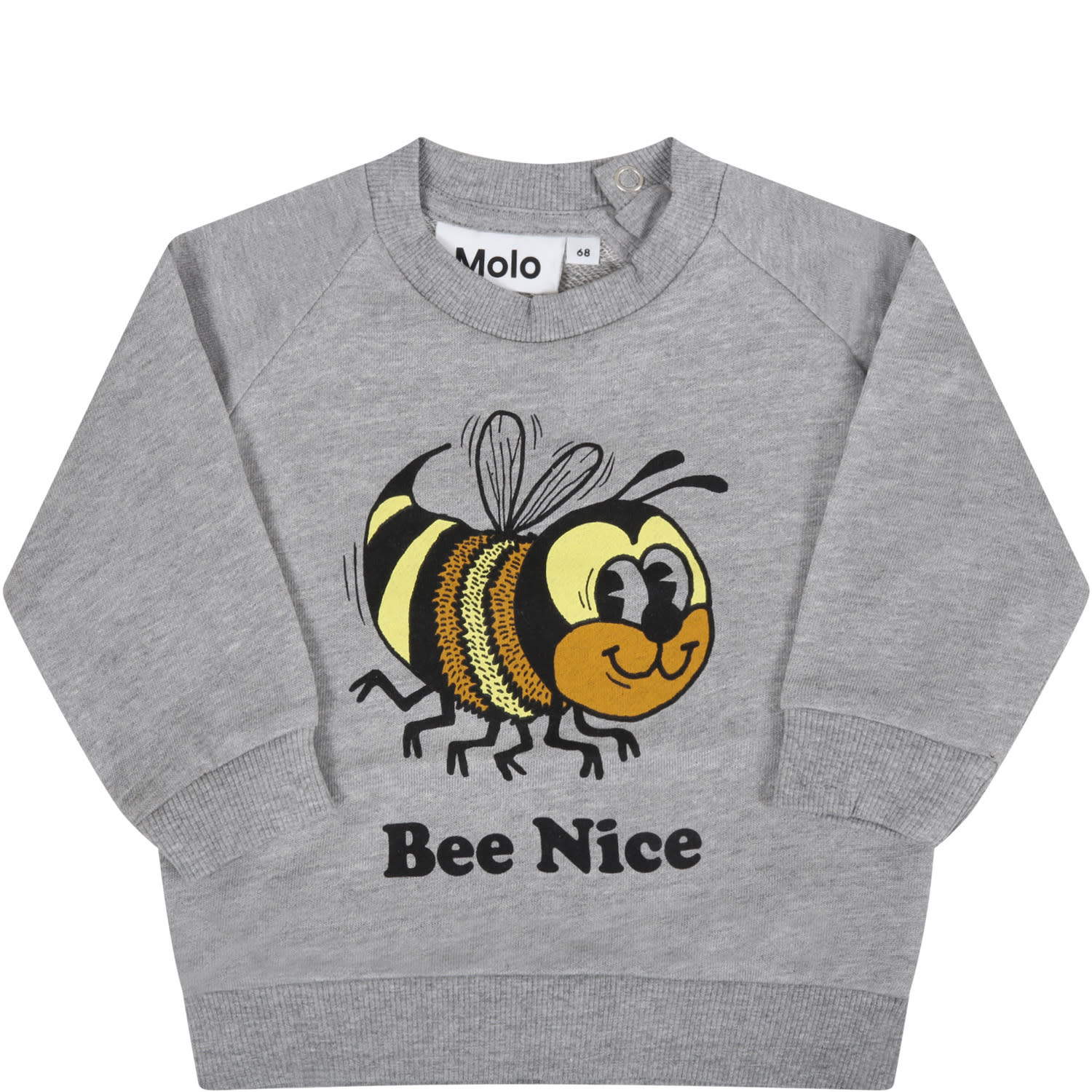 Molo Grey disco Sweatshirt For Baby Kids With Bee