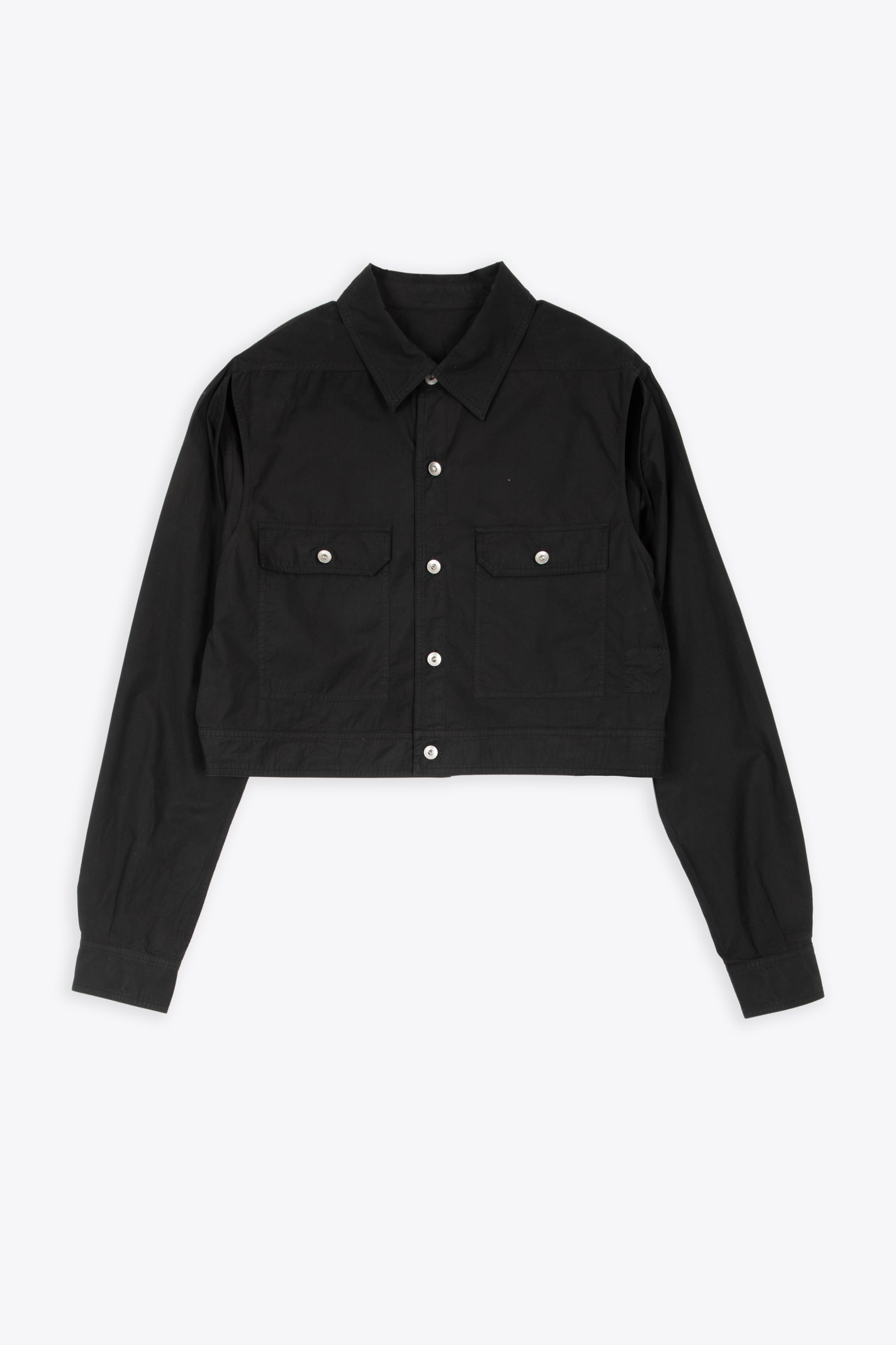 Shop Drkshdw Cape Sleeve Cropped Outershirt Black Poplin Cotton Outershirt - Cape Sleeve Cropped Outershirt In Nero