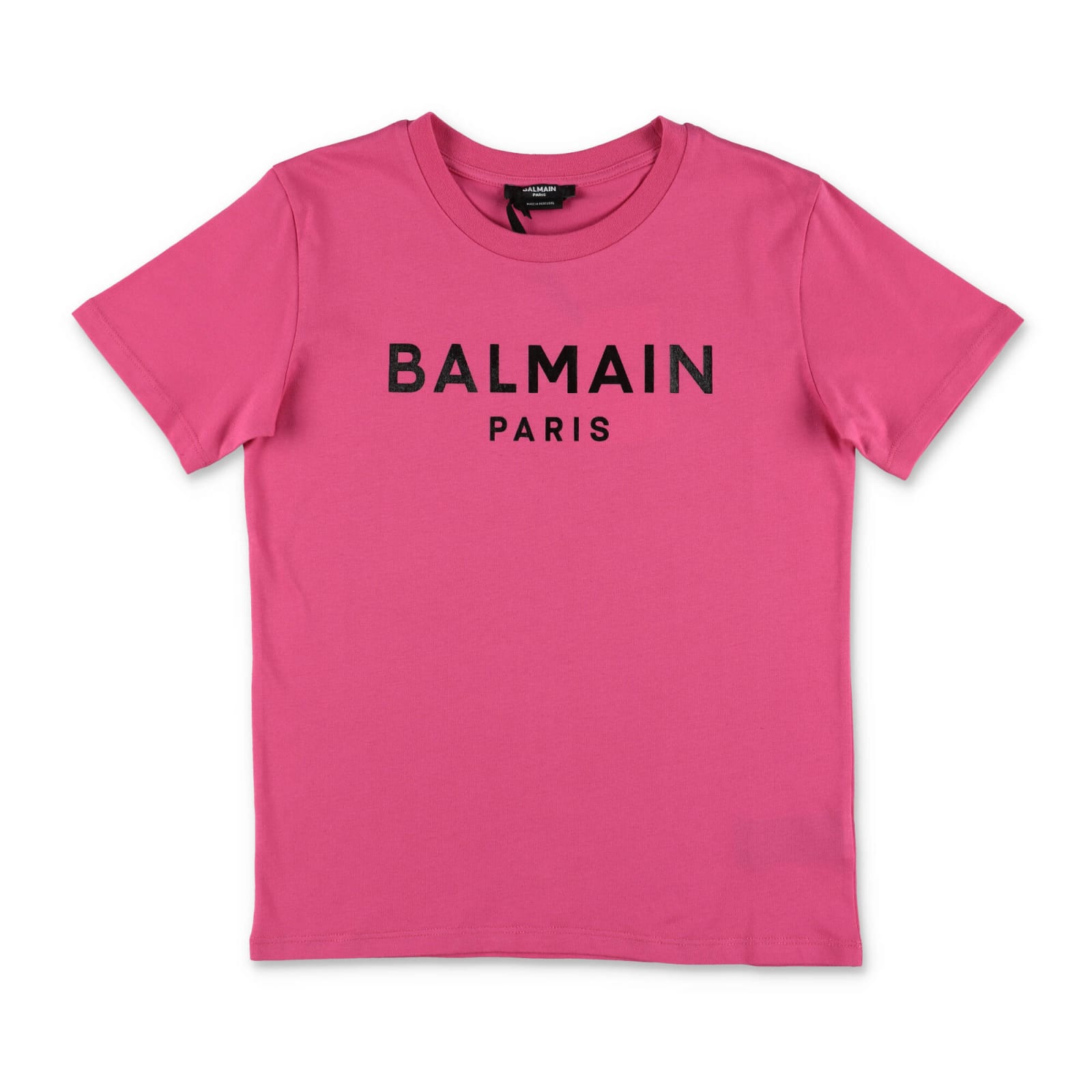 Balmain Kids'  T-shirt Fucsia In Jersey Di Cotone Bambina