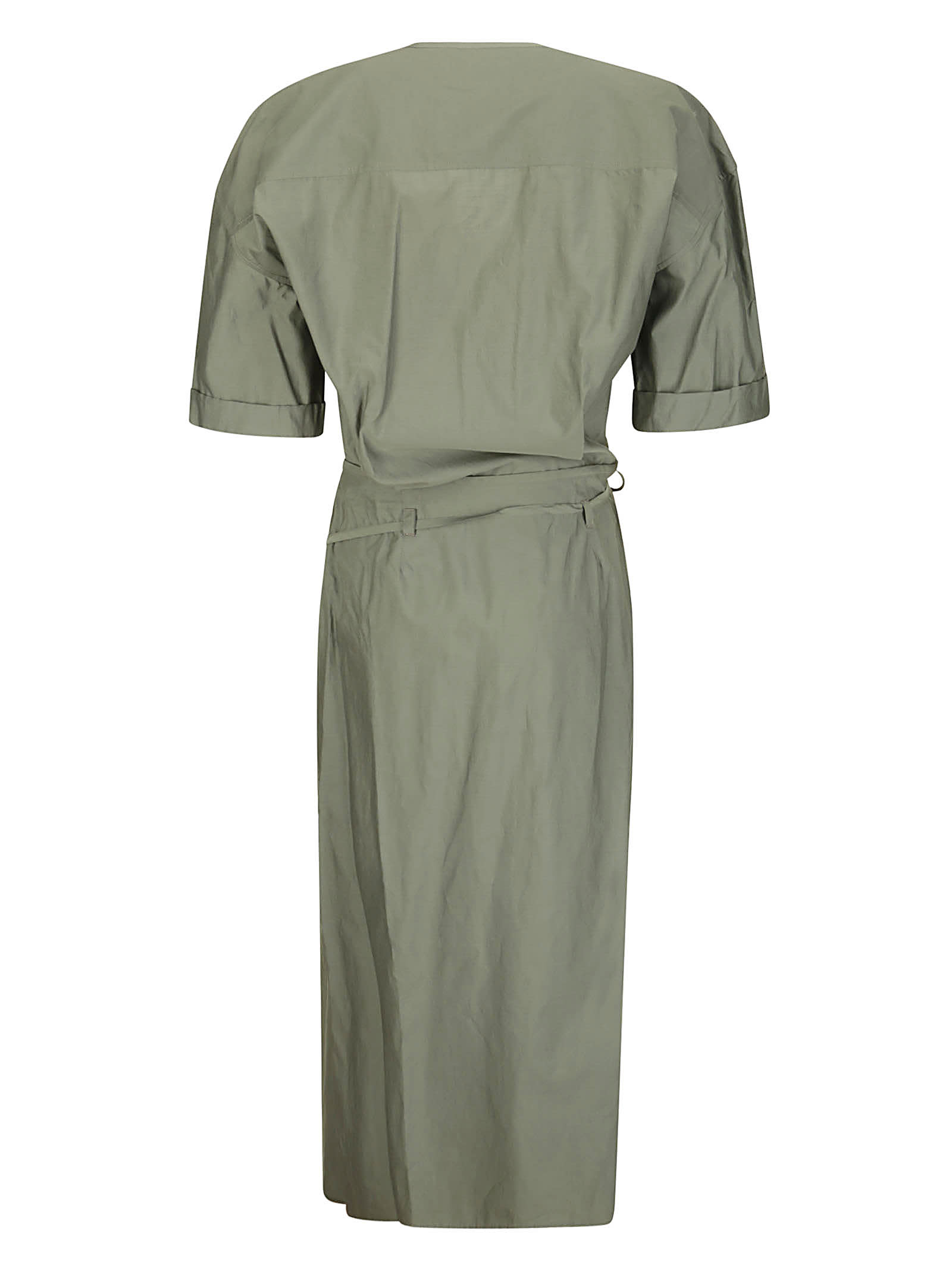 Shop Lemaire Short Sleeve Wrap Dress In Asphalt