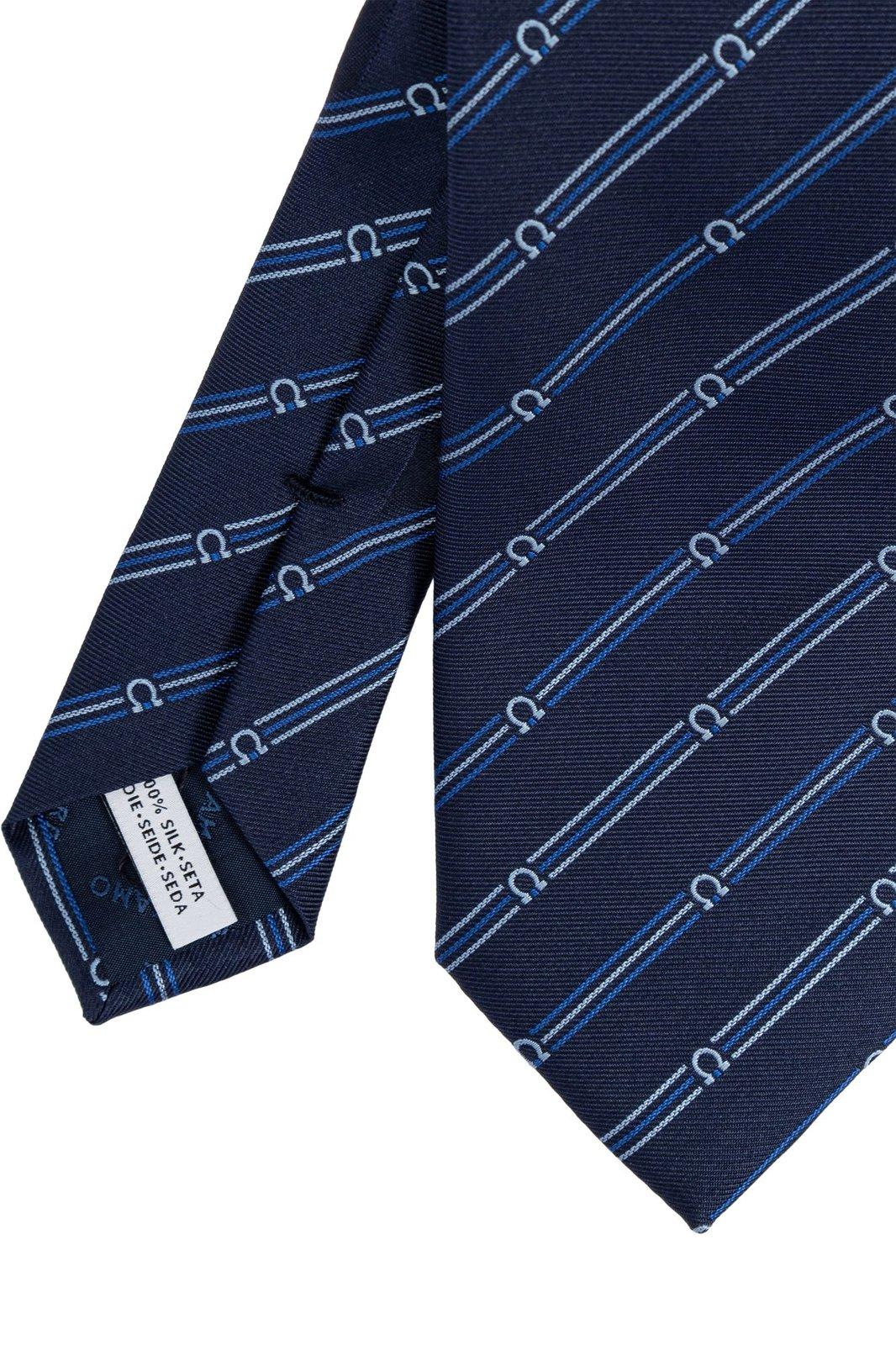 Shop Ferragamo Gancini Embroidered Tie In Blue