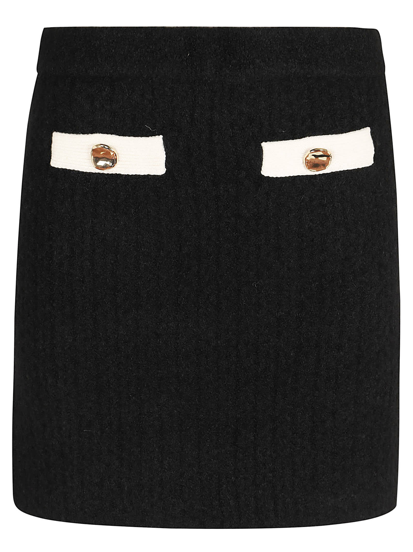 Black Cashmere Blend Knit Skirt