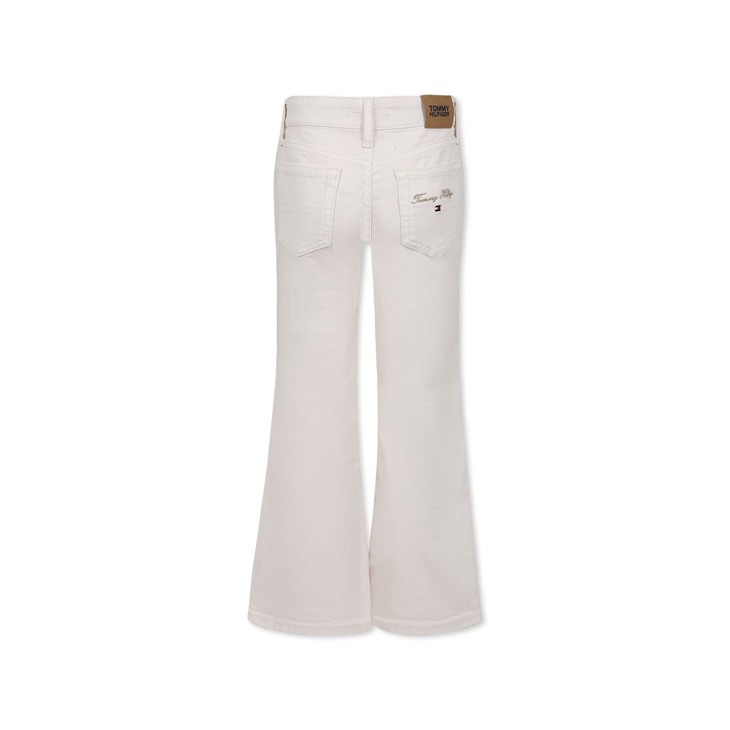 Tommy Hilfiger Ivory Jeans For Girl With Logo In Ivory