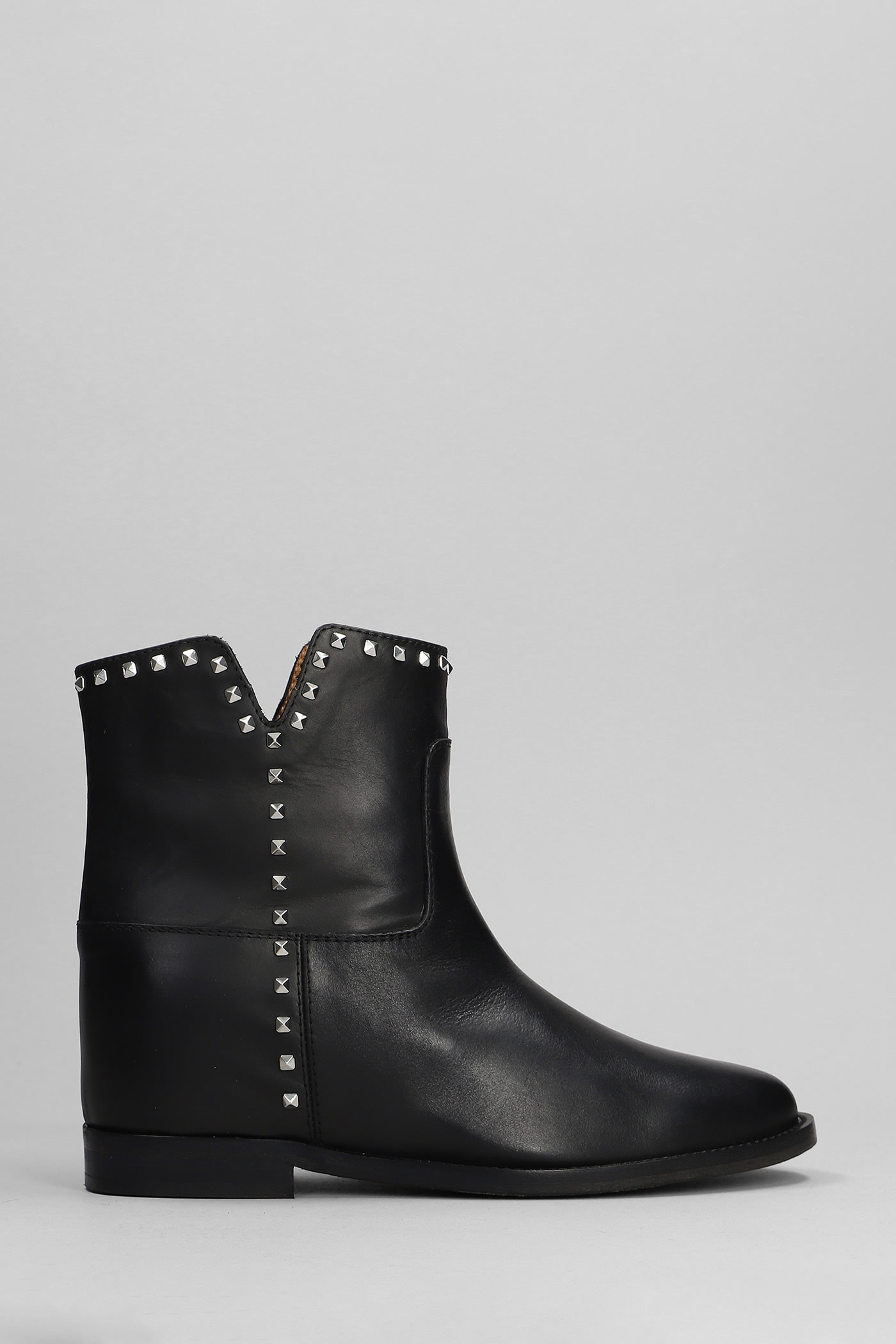 Ankle Boots Inside Wedge In Black Leather