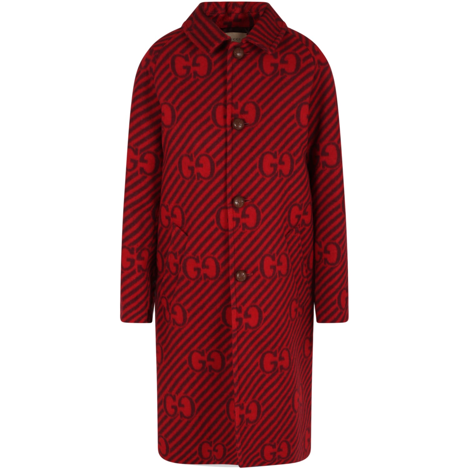 Gucci Red Coat For Kids With Doubles Gg