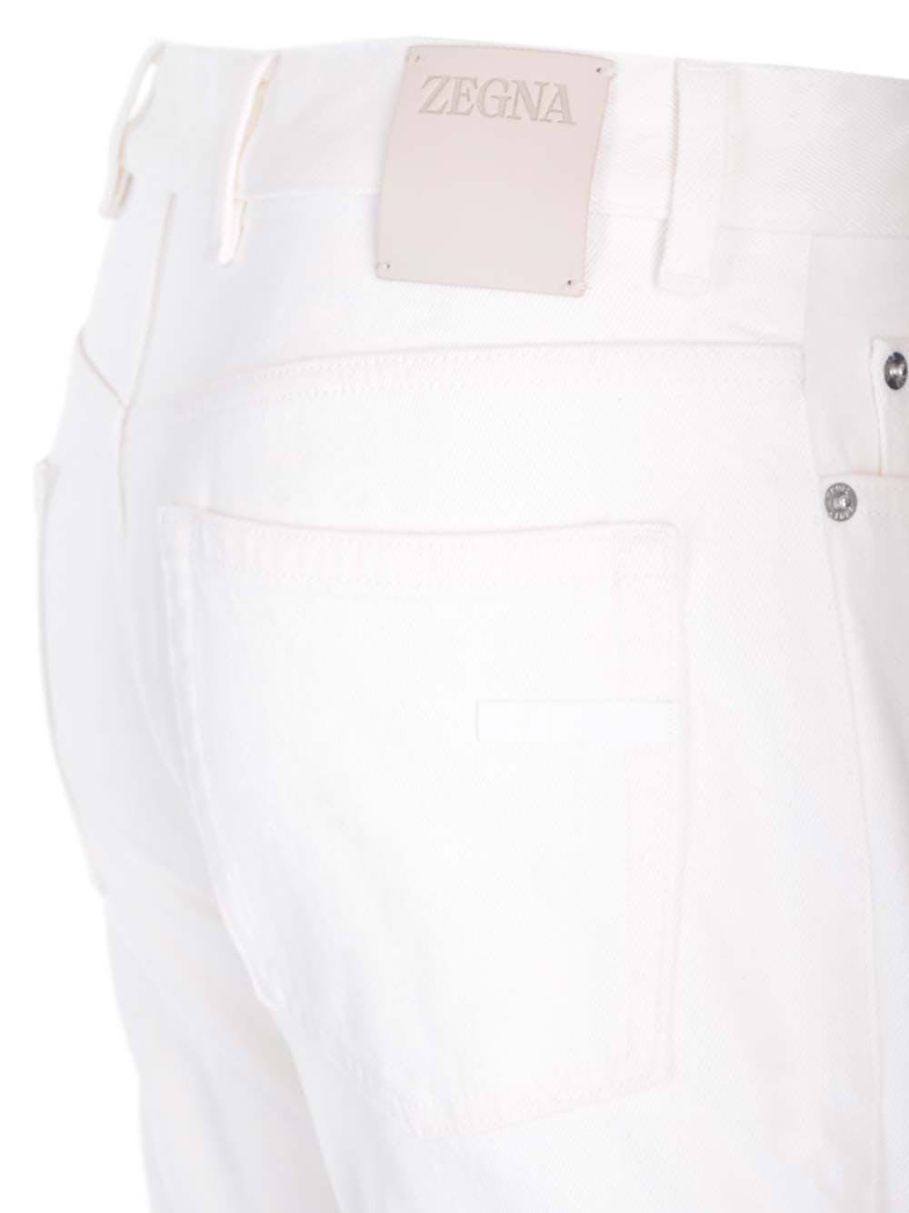 Shop Zegna 5 Pocket Jeans In White