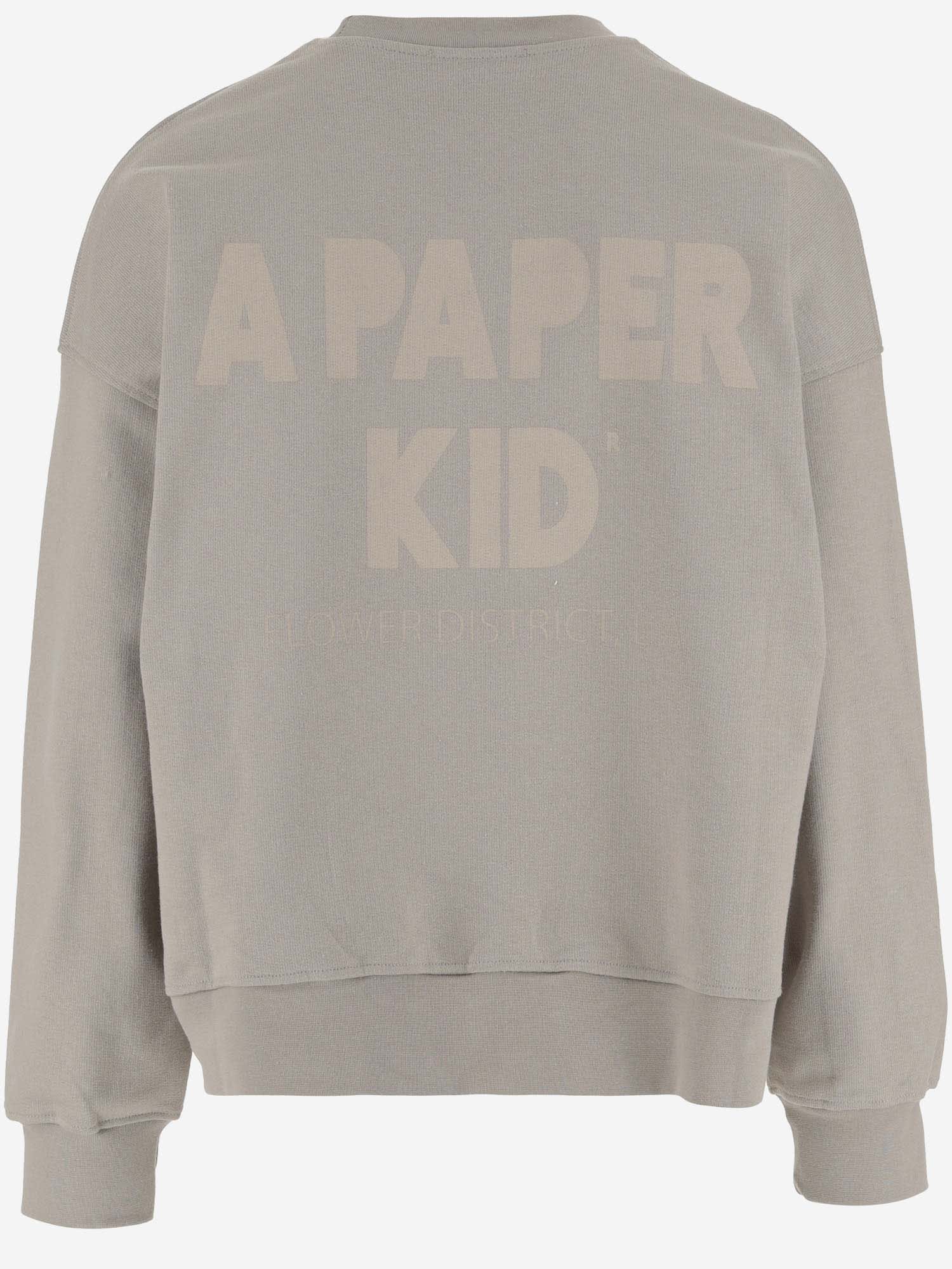 Shop A Paper Kid Cotton Sweatshirt With Logo In Grigio/grey