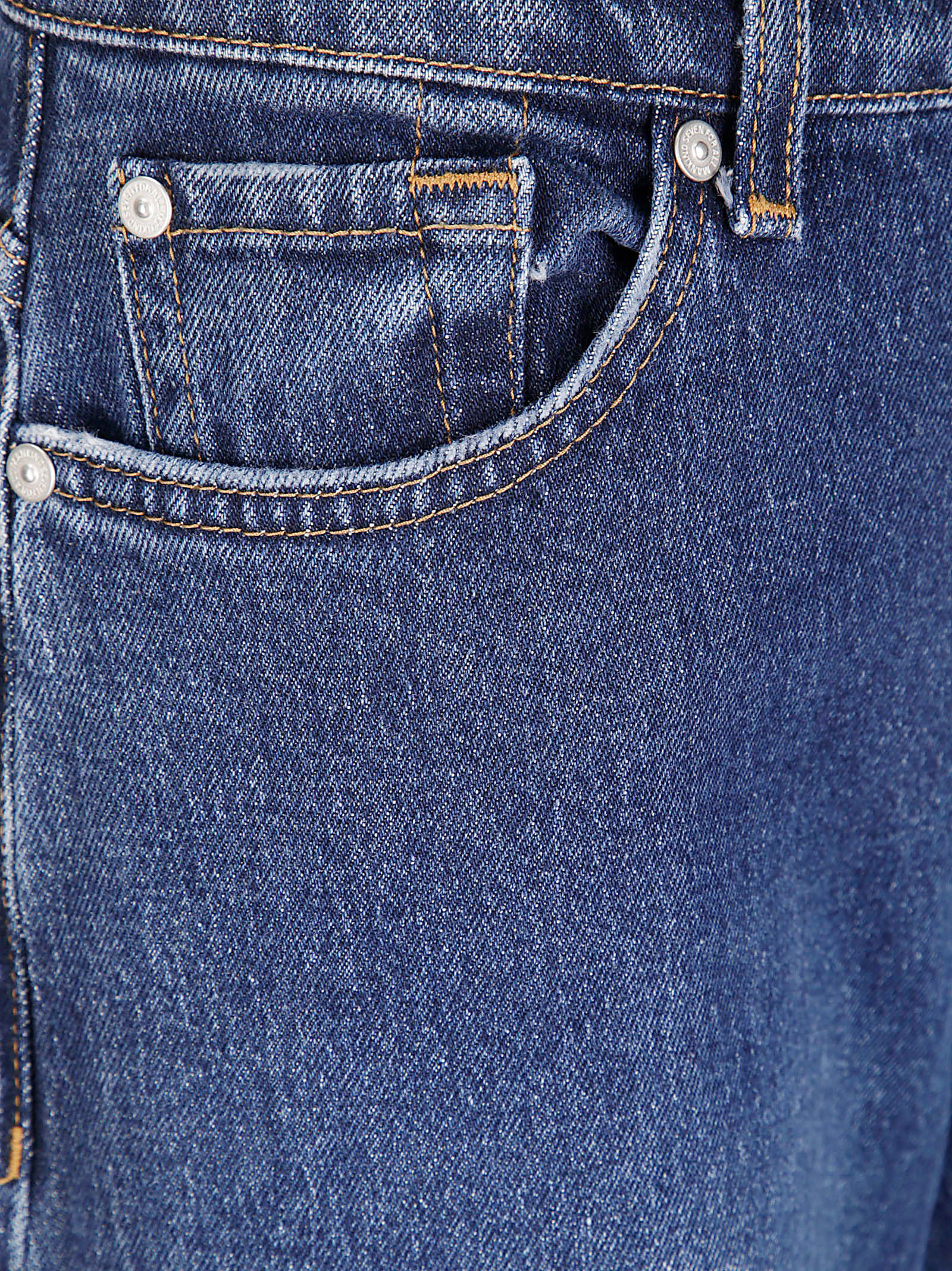 7 For All Mankind Wide-leg Denim Trousers Folded Cuffs In Blue