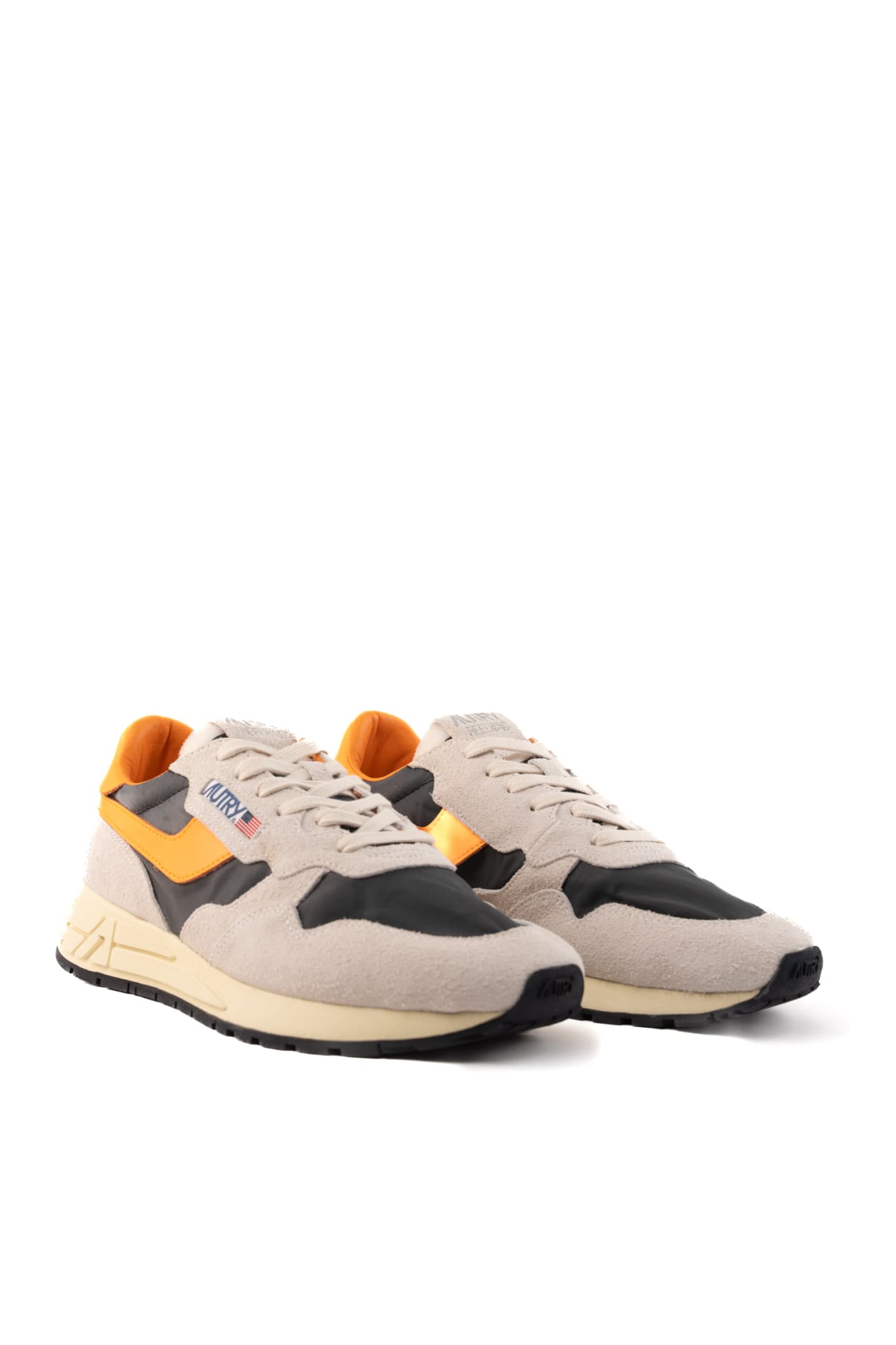 Shop Autry Reelwind Low Sneakers In White And Orange Nylon And Suede