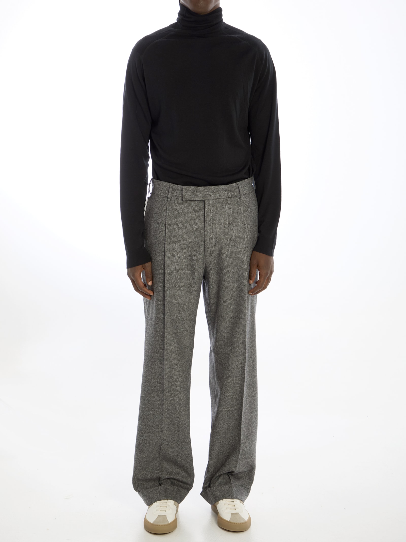 Shop Pt Torino Edge Trousers In Grey