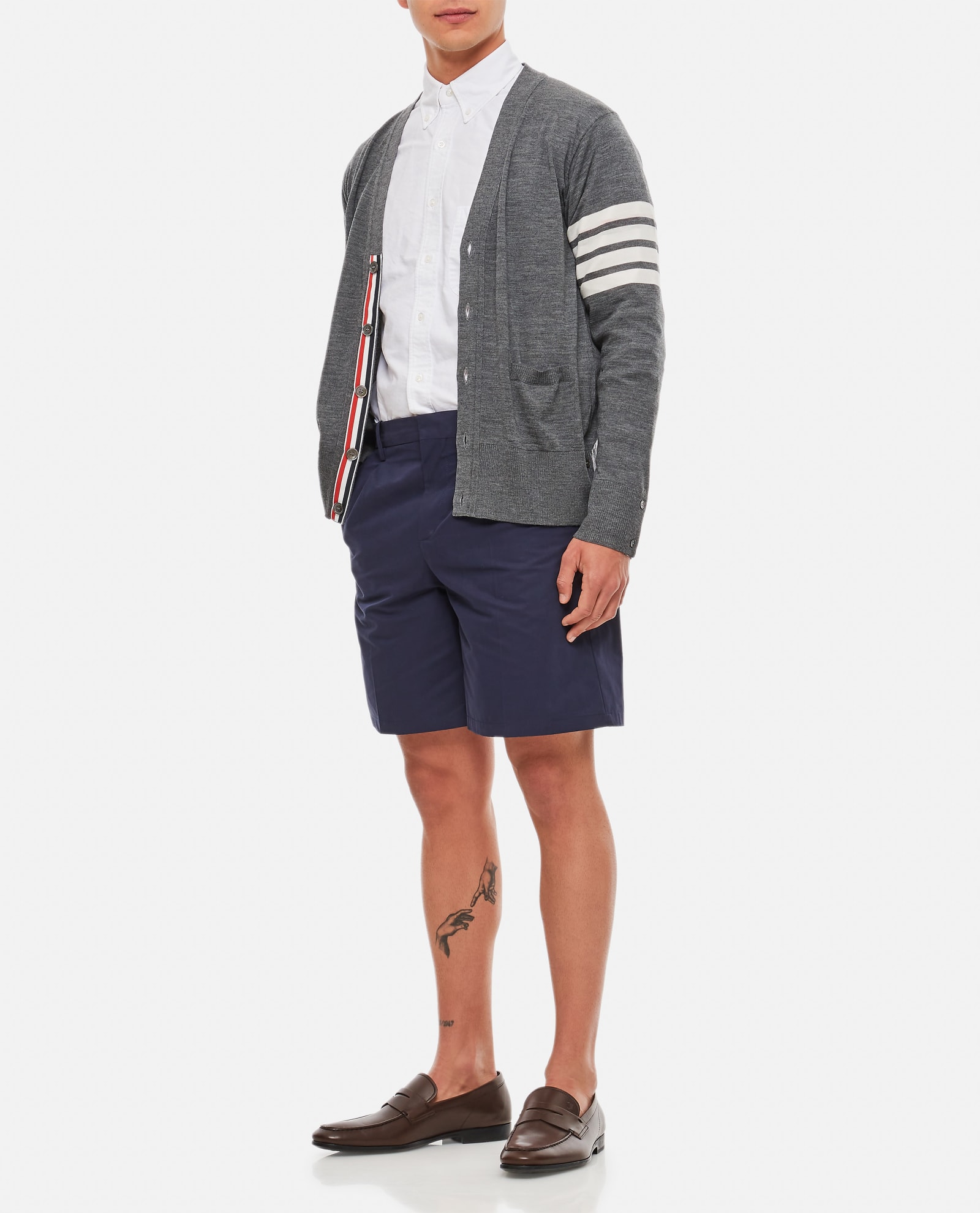 Shop Thom Browne Classic V Neck Cardigan In Grey