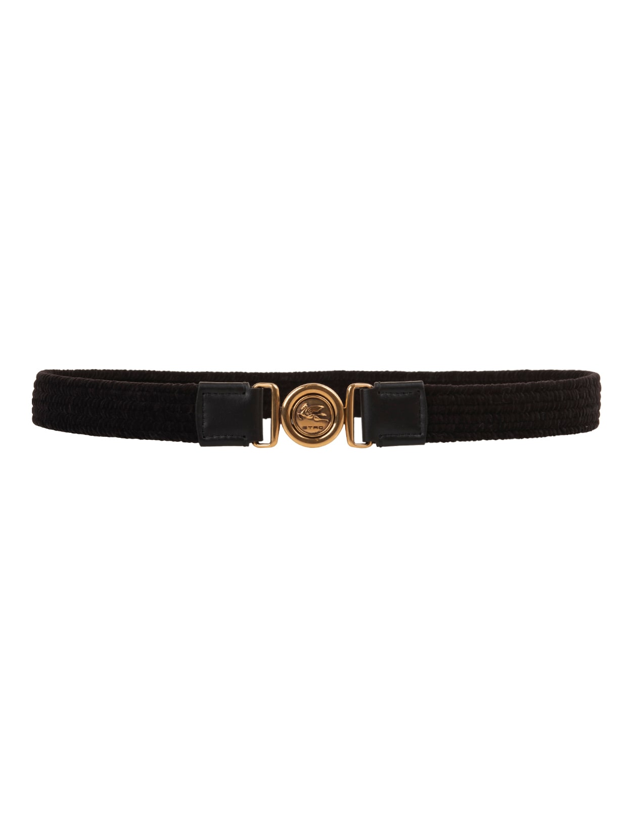 Shop Etro Black Pegaso Elasticised Belt