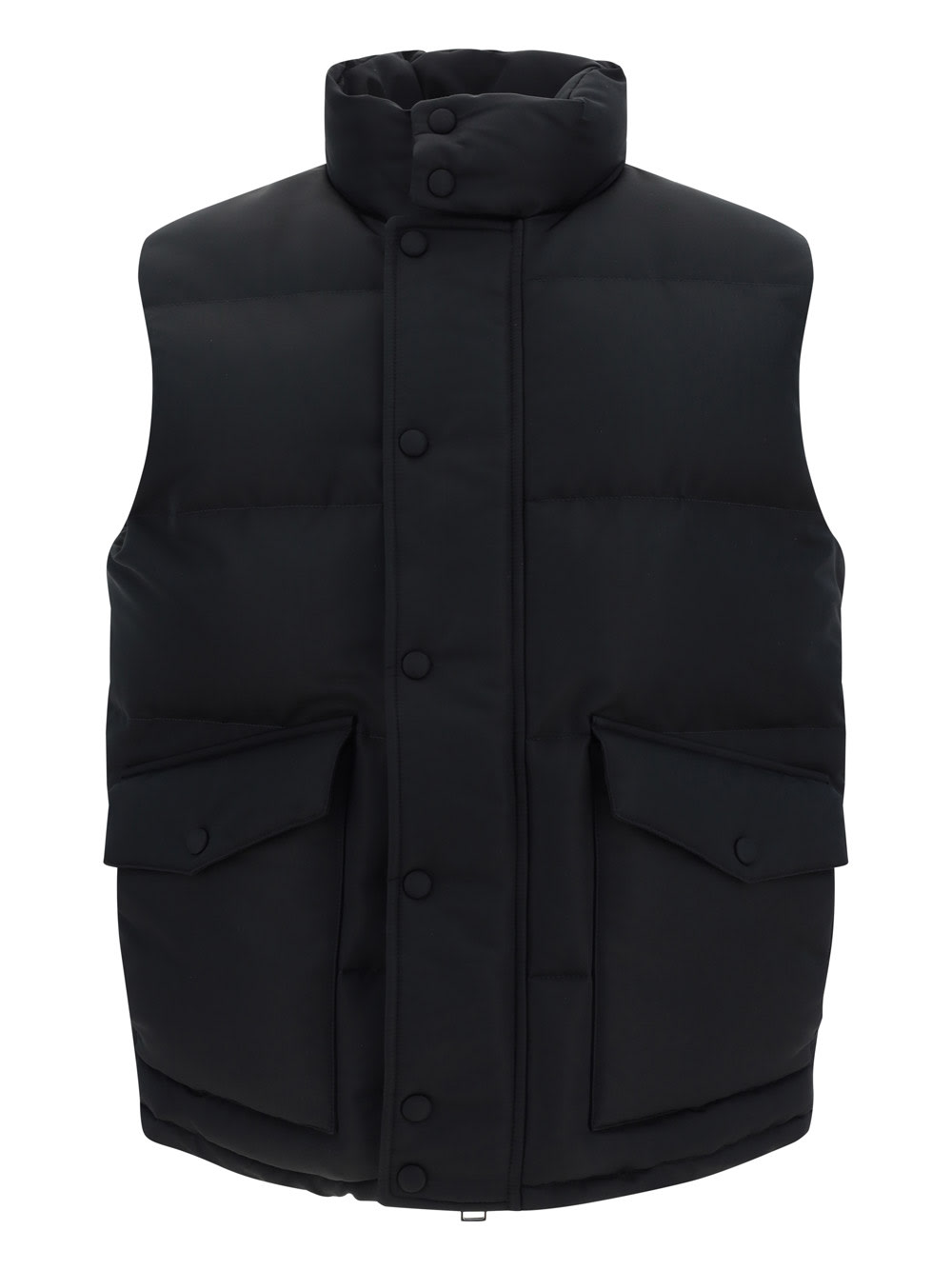 Alexander Mcqueen Men Padded And Quilted Nylon Sleeveless Jacket With Back Mcqueen Graffiti Print In Black