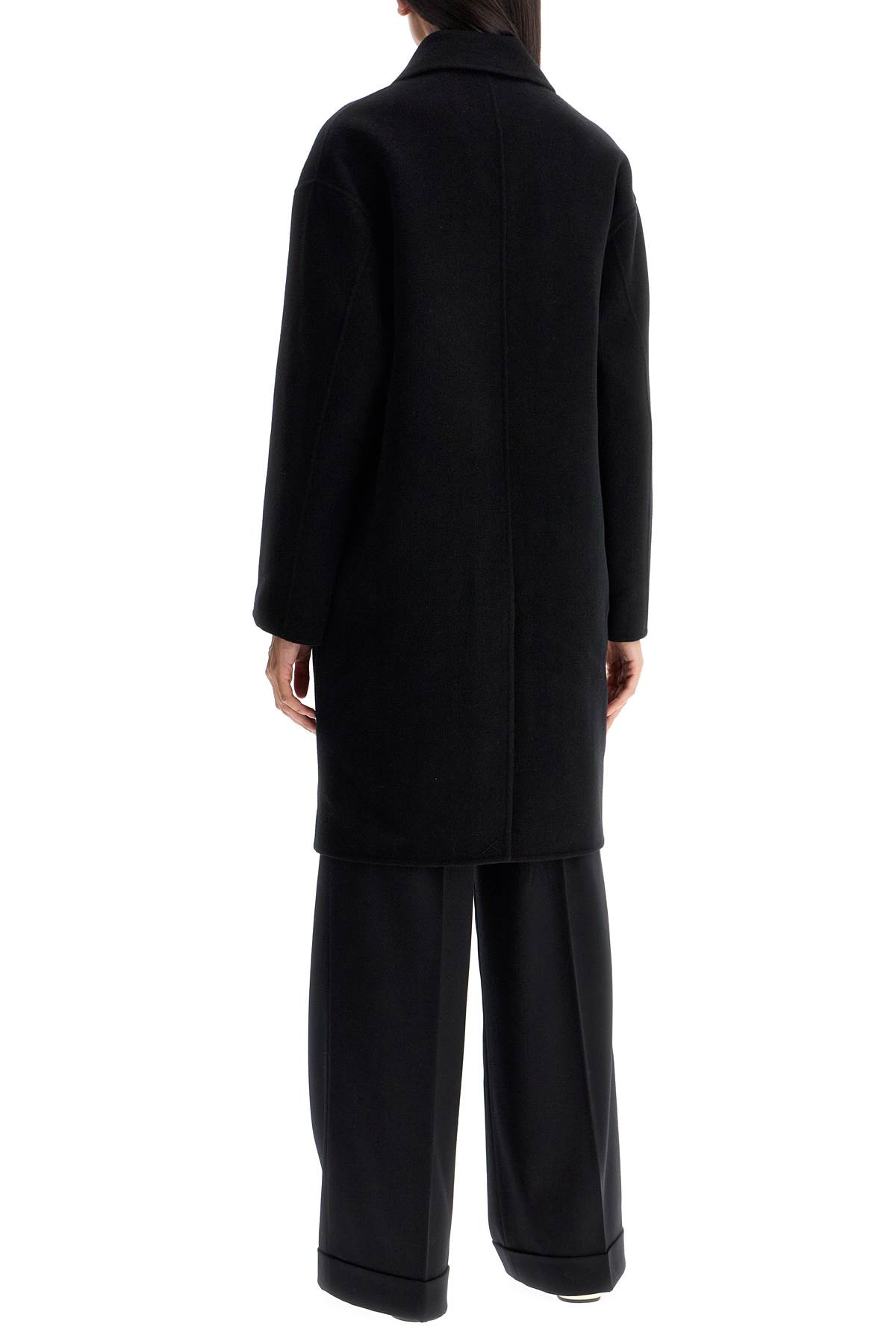 Shop Pinko Double Wool Coat With Screwdriver Design In Nero Limousine (black)