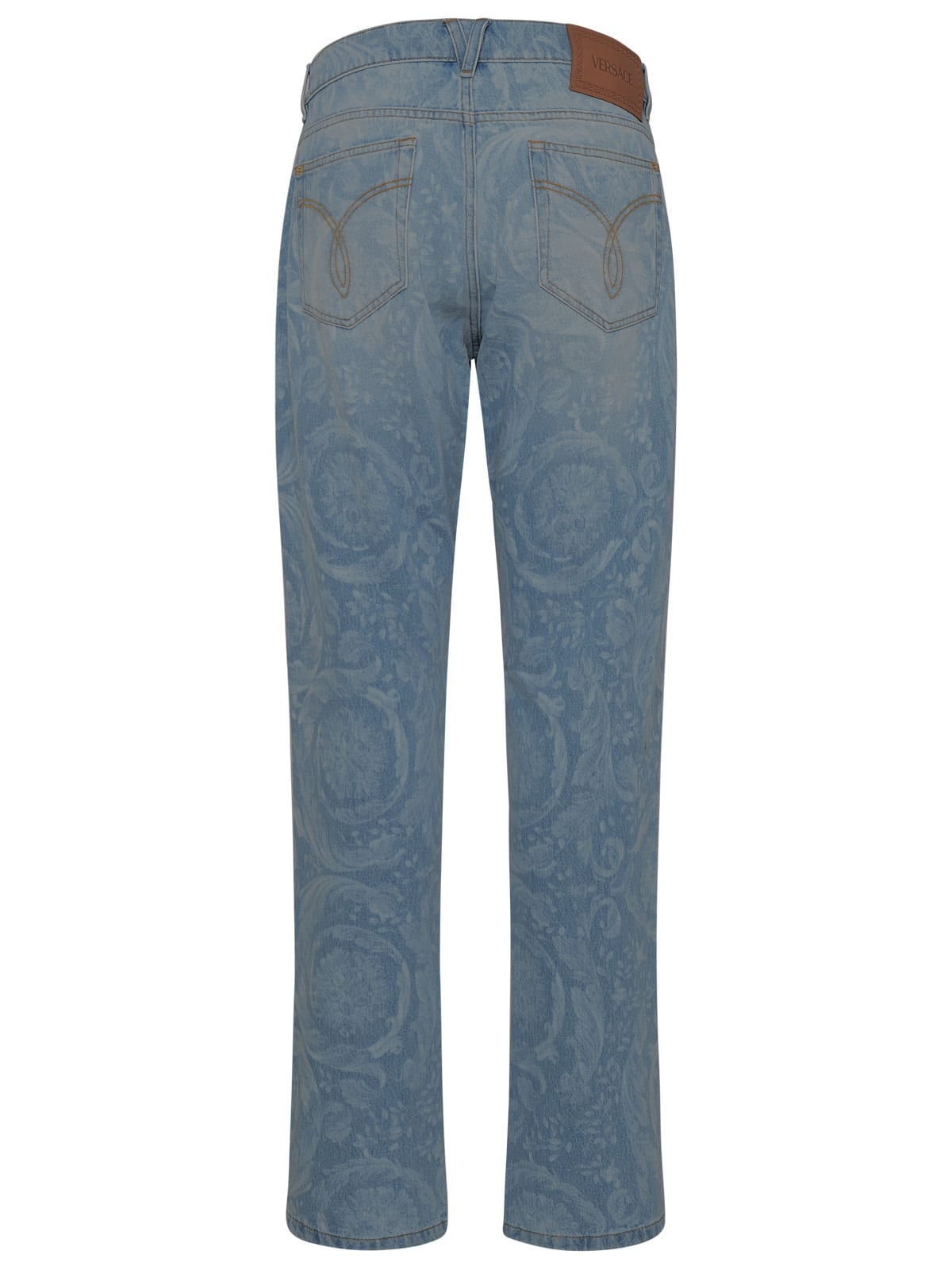 Shop Versace Blue Cotton Jeans In Light Blue