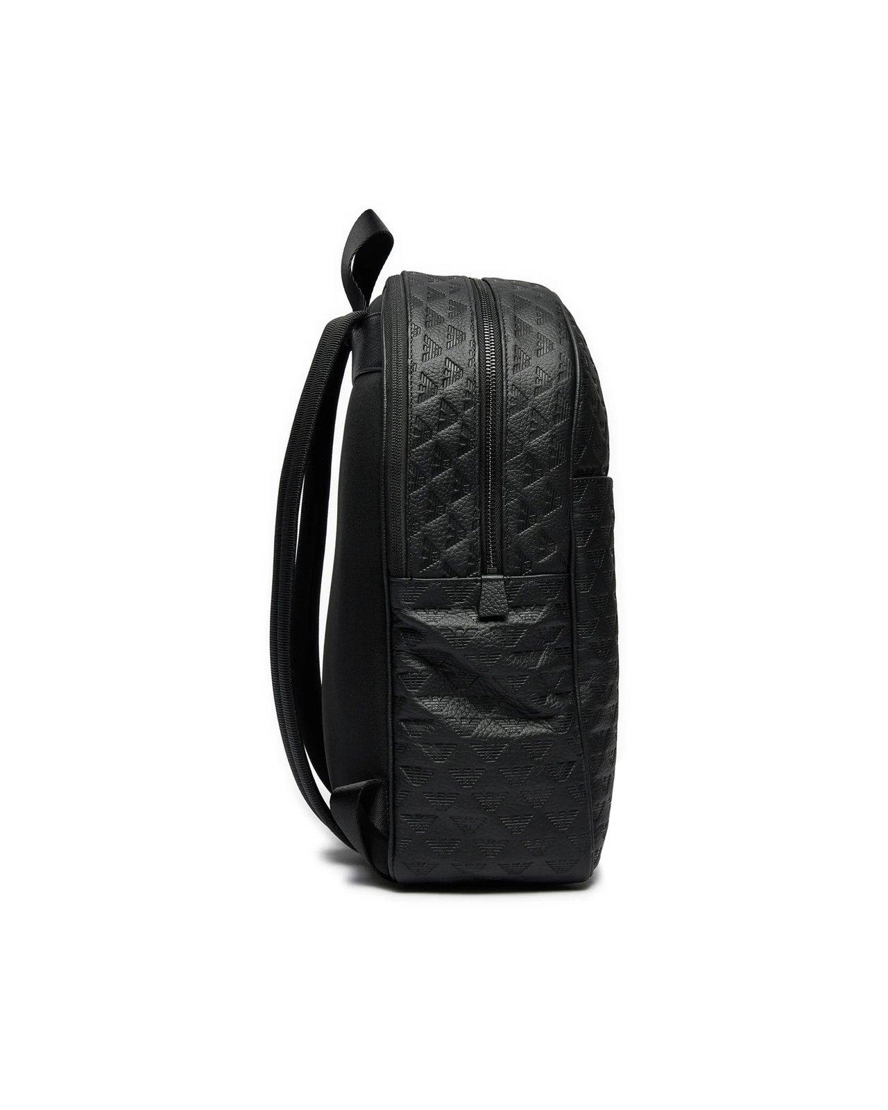 EMPORIO ARMANI ALL-OVER DEBOSSED LOGO ZIPPED BACKPACK 