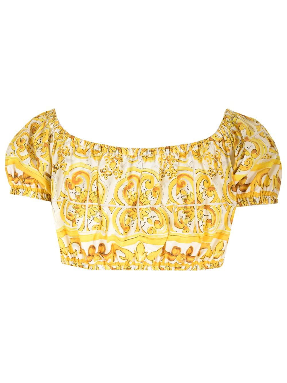 Shop Dolce & Gabbana Crop Top In Yellow