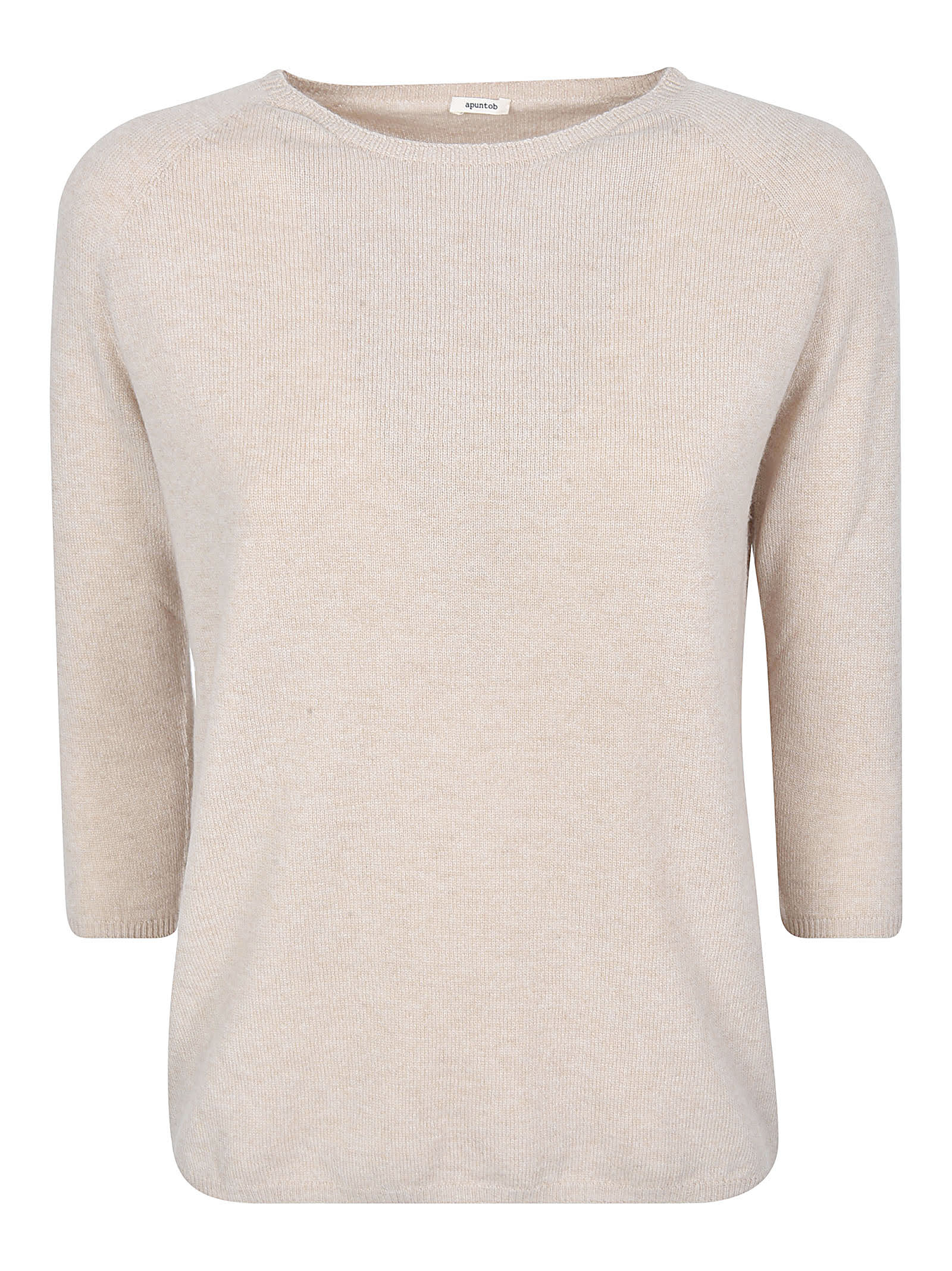 A Punto B Regular Fit Plain Sweater In Natural