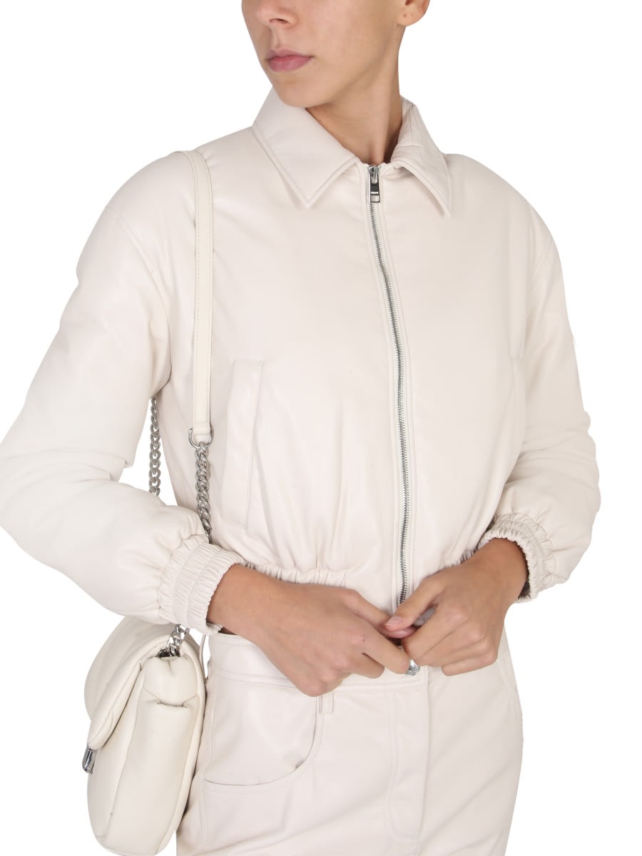 Shop Msgm Jacket With Classic Collar In Ivory
