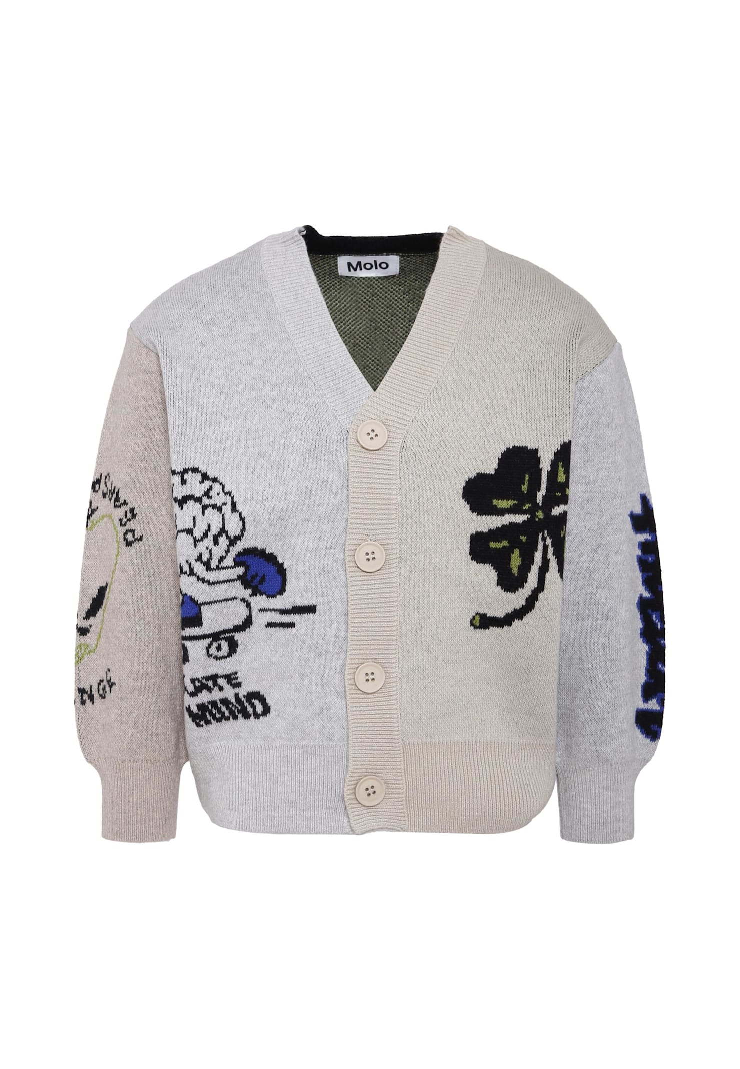 Molo Multicolor Cardigan For Boy With Alien In Blue