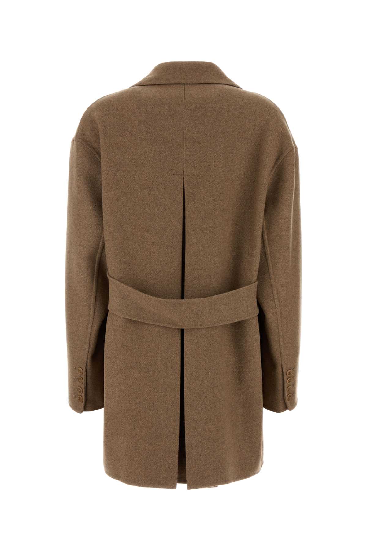 Ermanno Scervino Tailored Wool Blend Blazer With Belt And Pockets In Brown