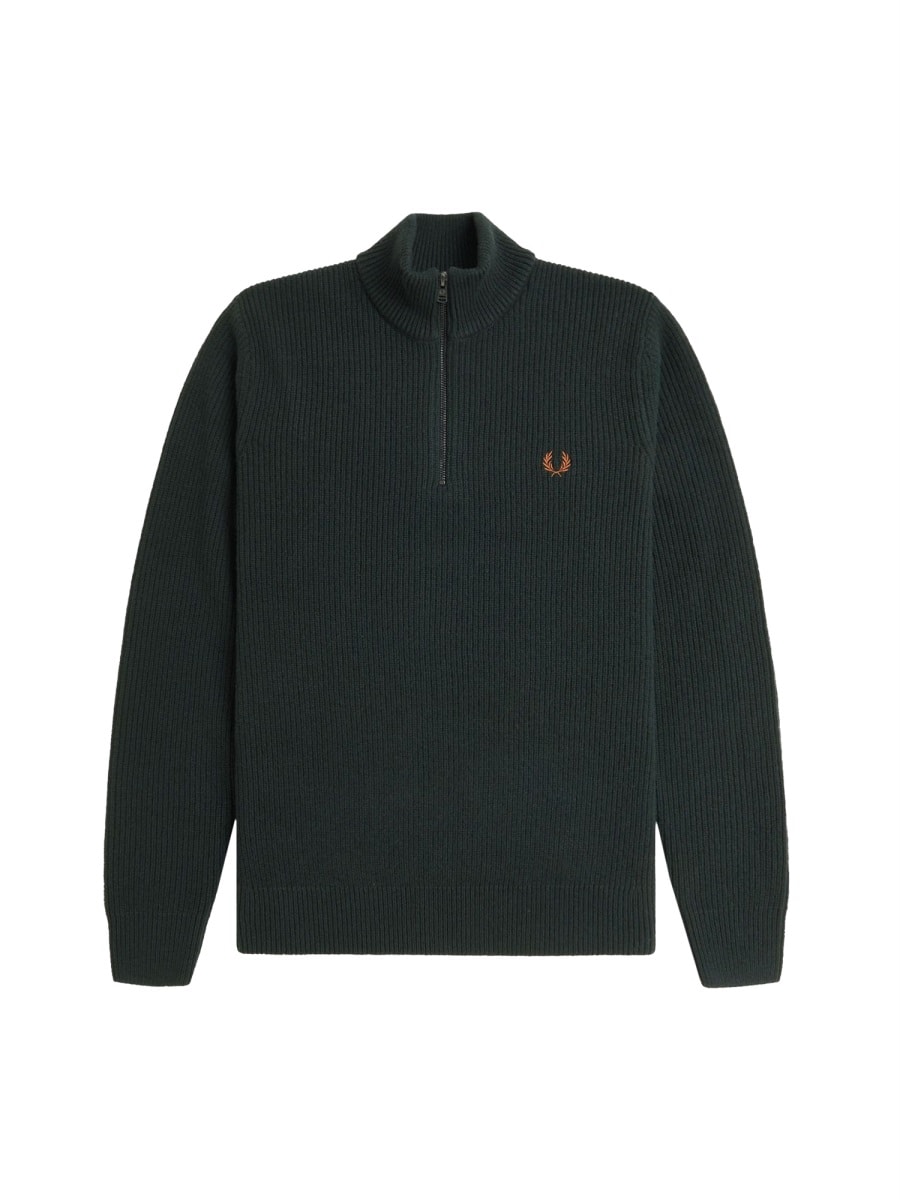 Fred Perry Shirt With Zip. In Green
