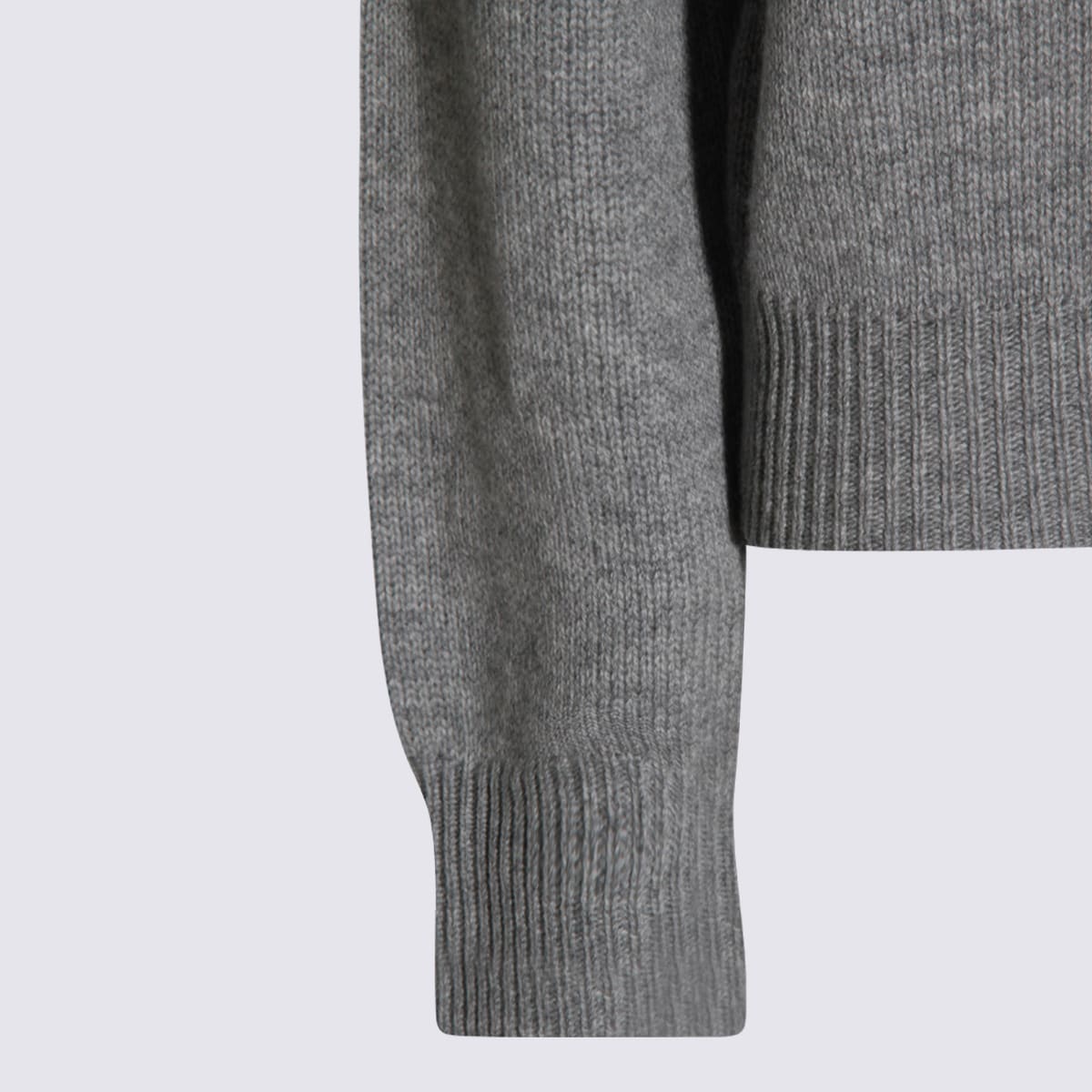 Allude Polo-neck Patch-pocket Sweater In Gray