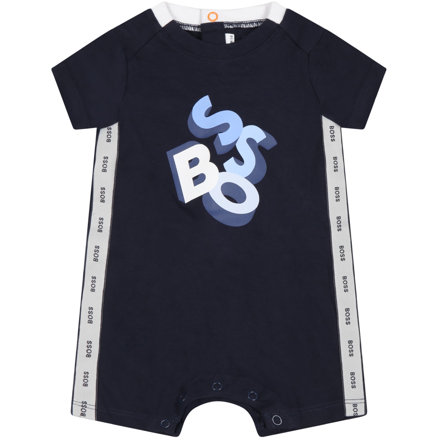 Hugo Boss Blue Romper For Baby Boy With Logo