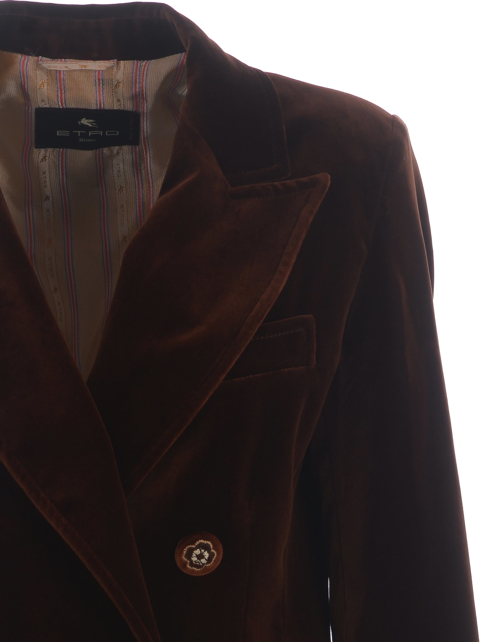 Shop Etro Jacket  In Velvet In Marrone