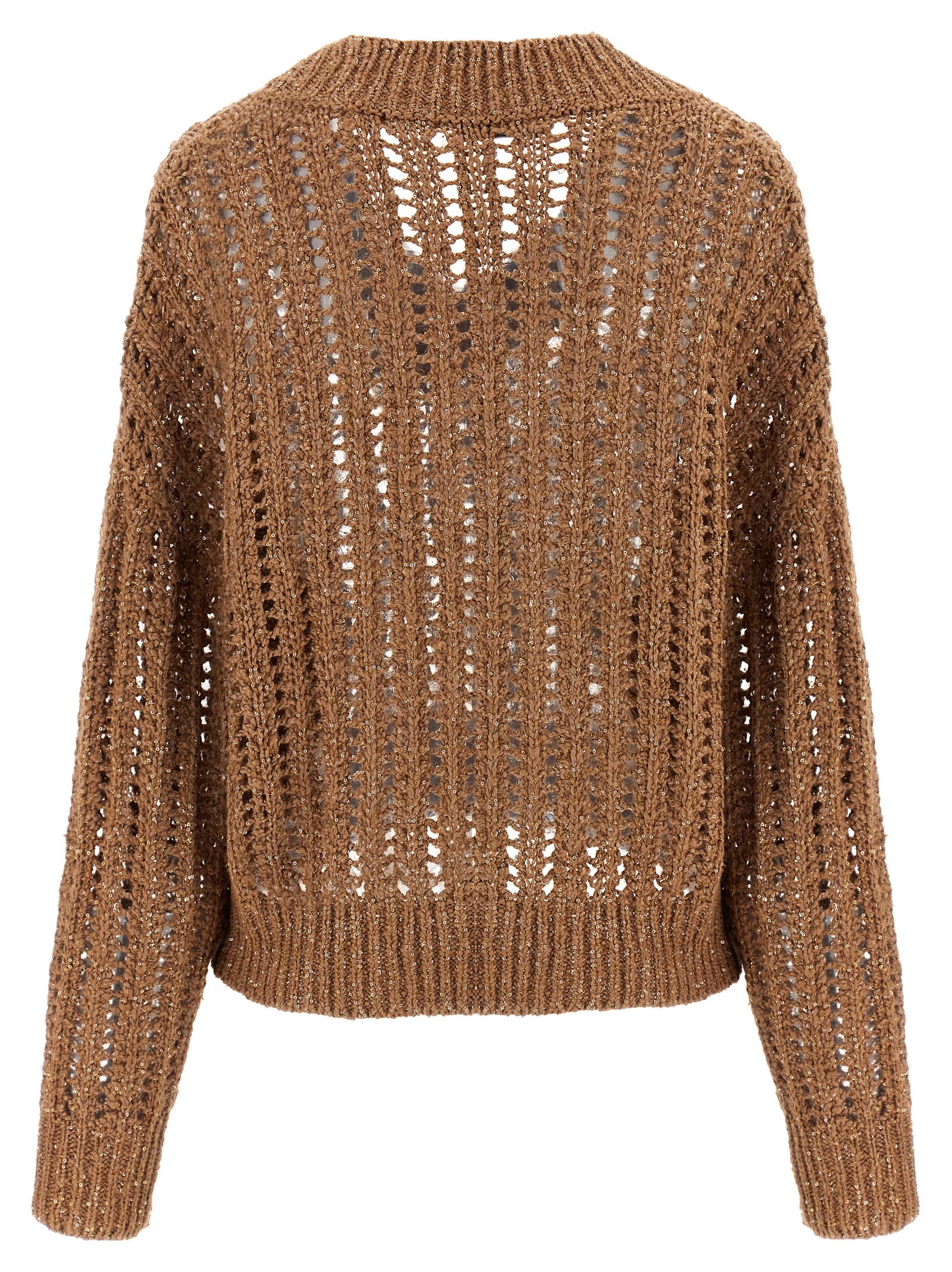 Brunello Cucinelli Rustic Dazzling Net Sweater In Red
