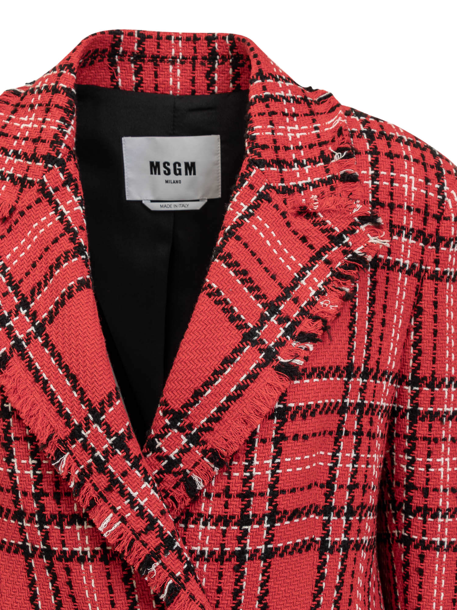 Shop Msgm Check Blazer In Red