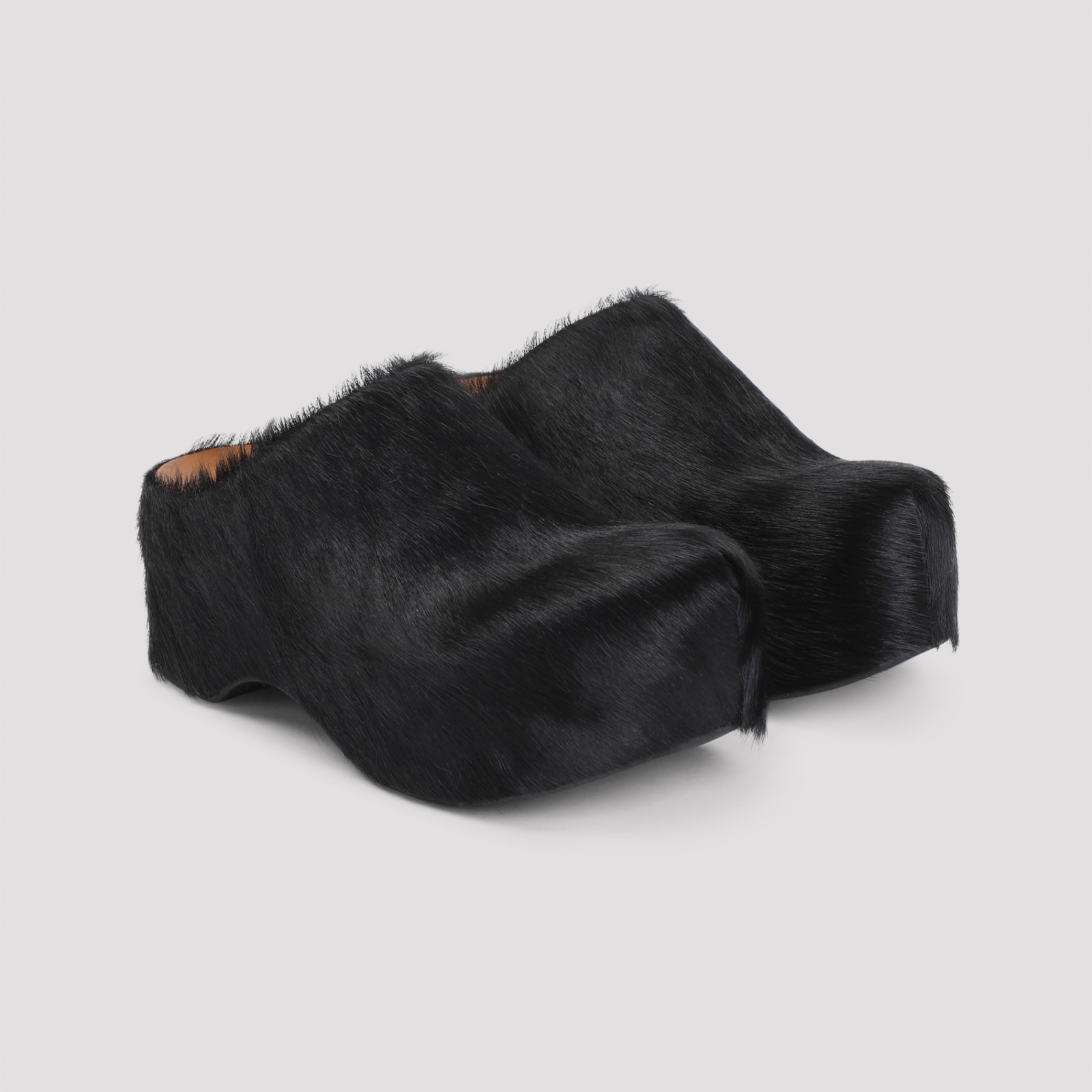 Shop Marni Calf Hair Sabot In Black