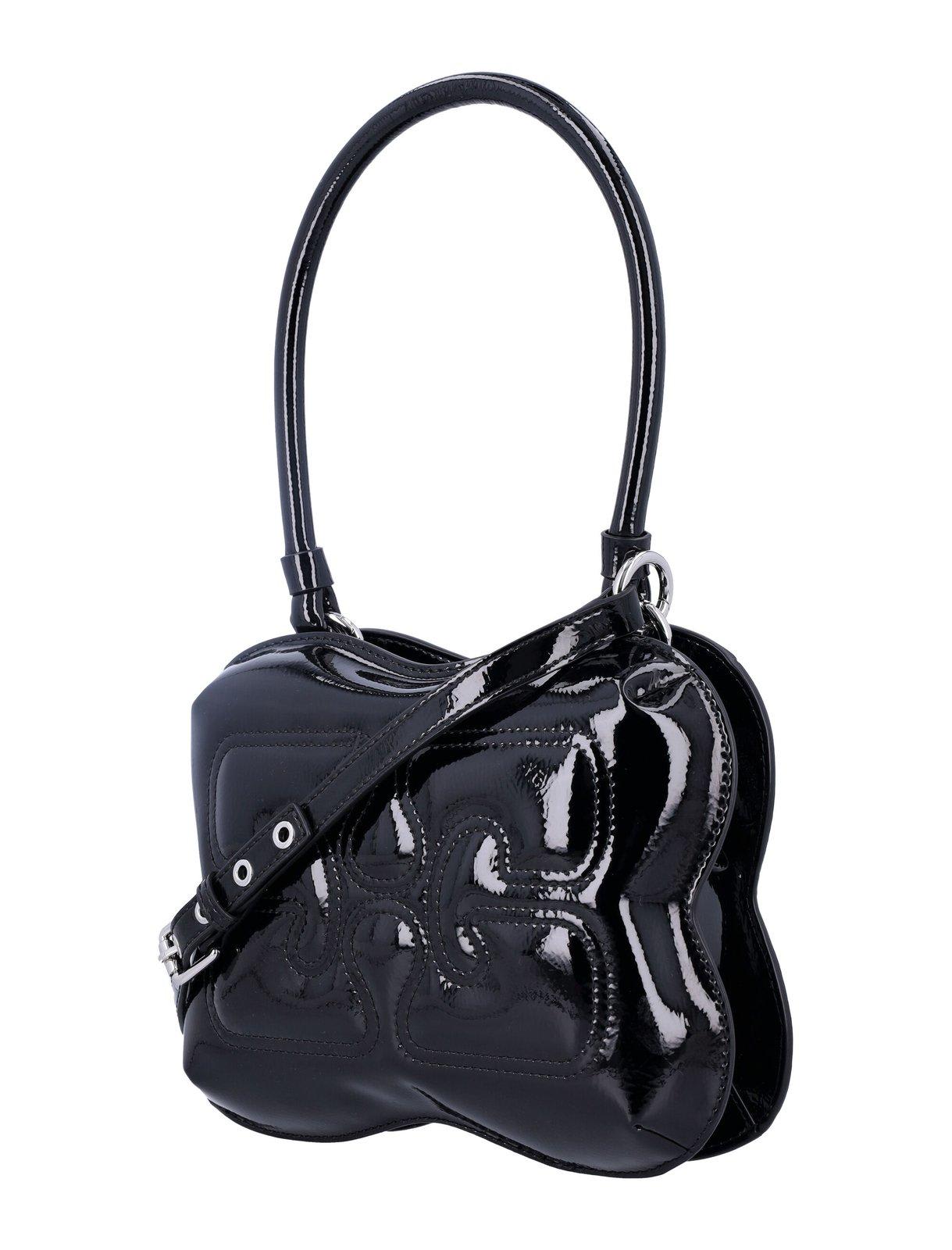 Shop Ganni Butterfly Tote Bag In Black